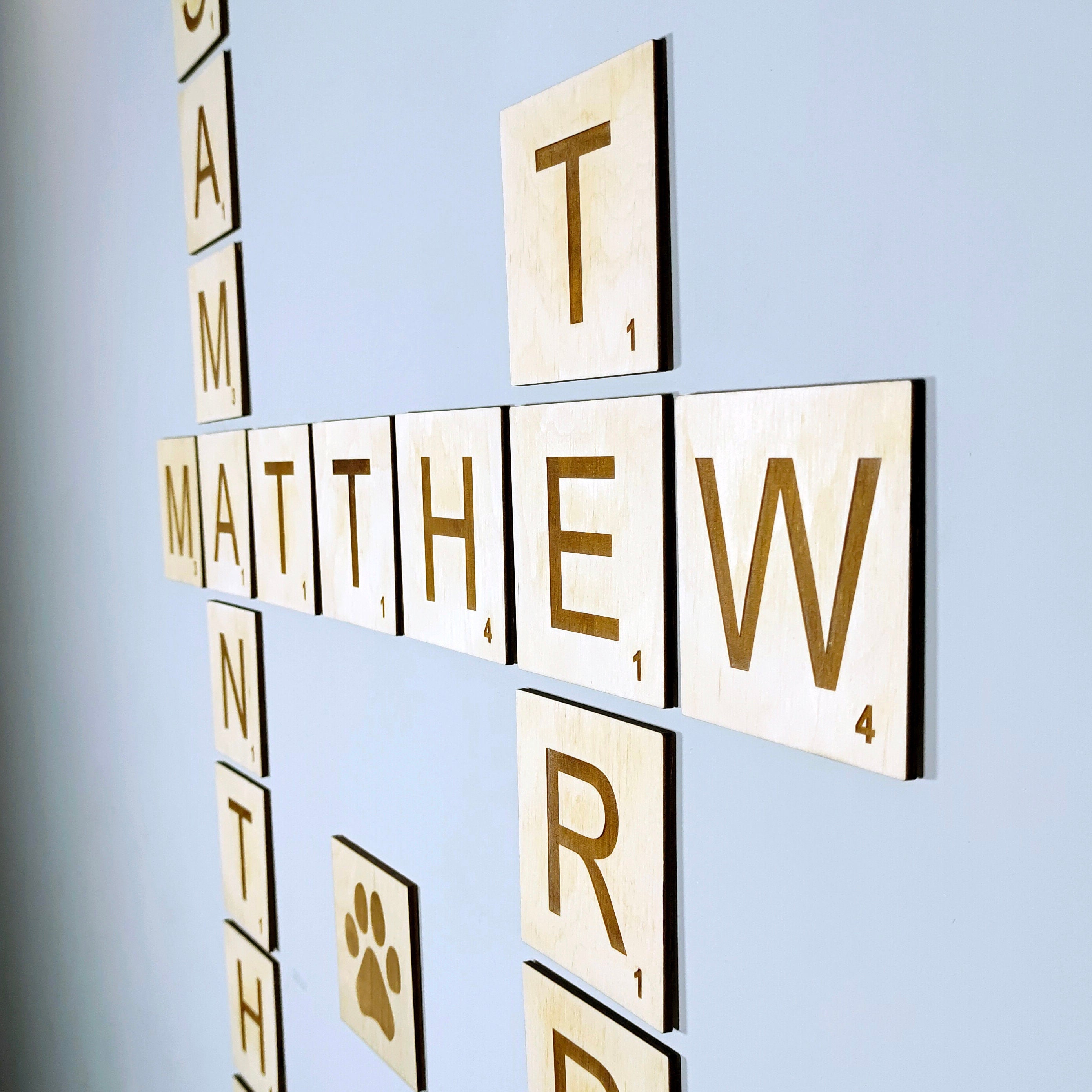 4x4 Wooden Scrabble Tiles Wall Art: Custom Family Names