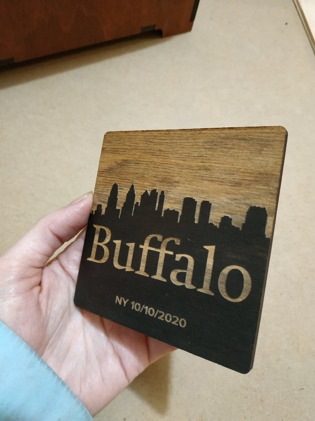 Custom Skyline Wedding Coasters: Personalized Favors, Save the Date
