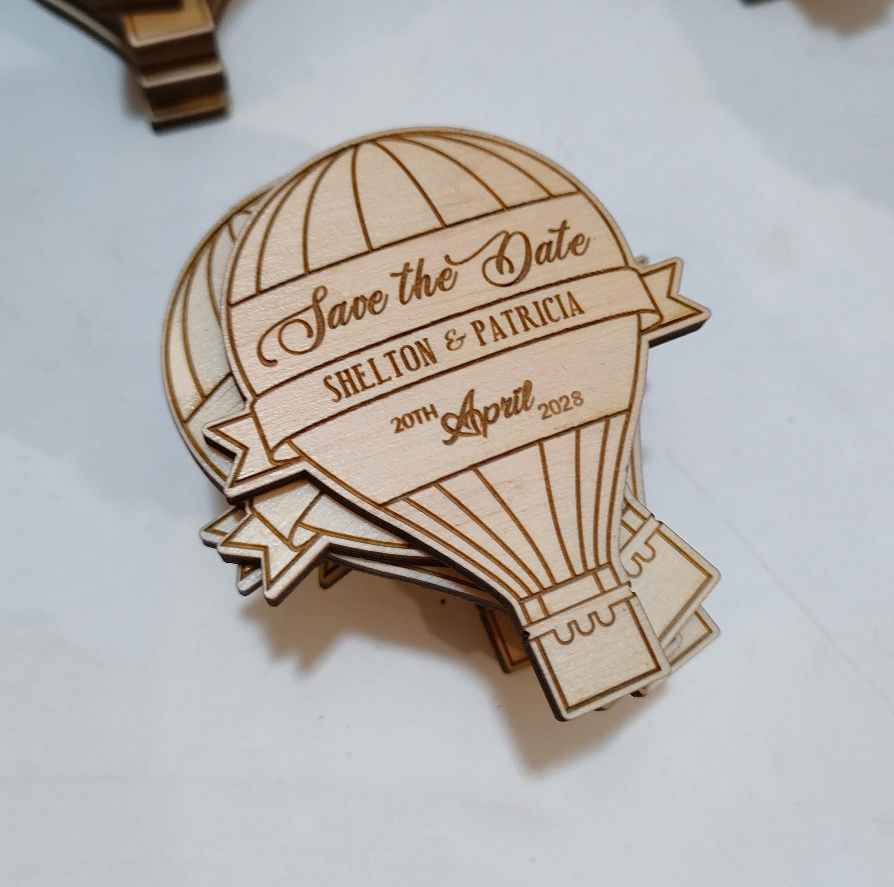 Hot Air Balloon Save the Date Magnet, Wooden Wedding Magnets, Travel Theme Wedding Favors, Personalized Rustic Save the Dates, Adventure