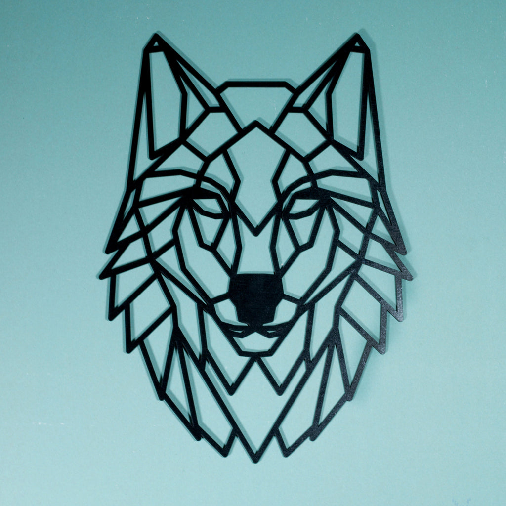 Geometric Wolf Wood Wall Art: Modern Animal Decor