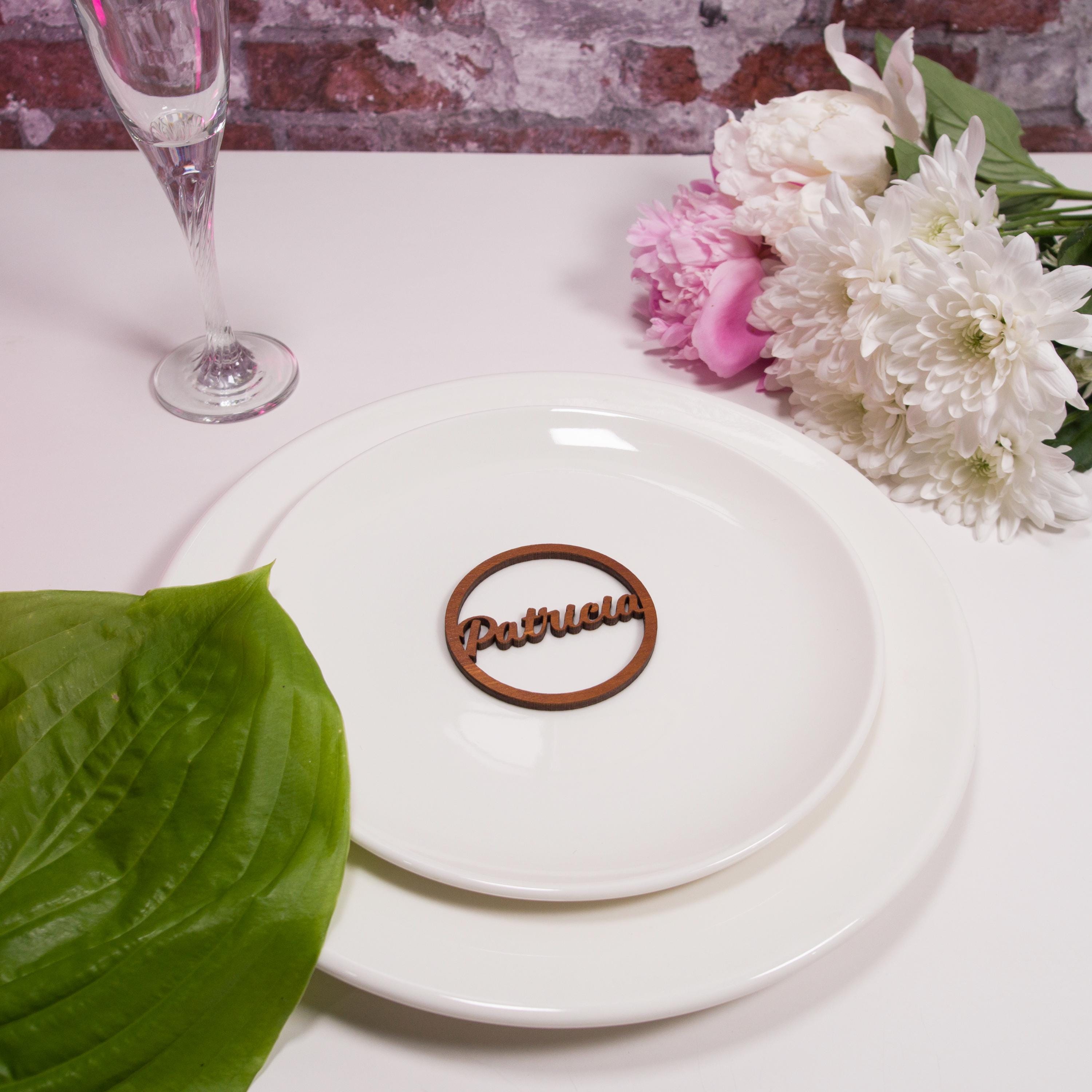 Personalized Wood Place Cards: Laser Cut Wedding Table Decor
