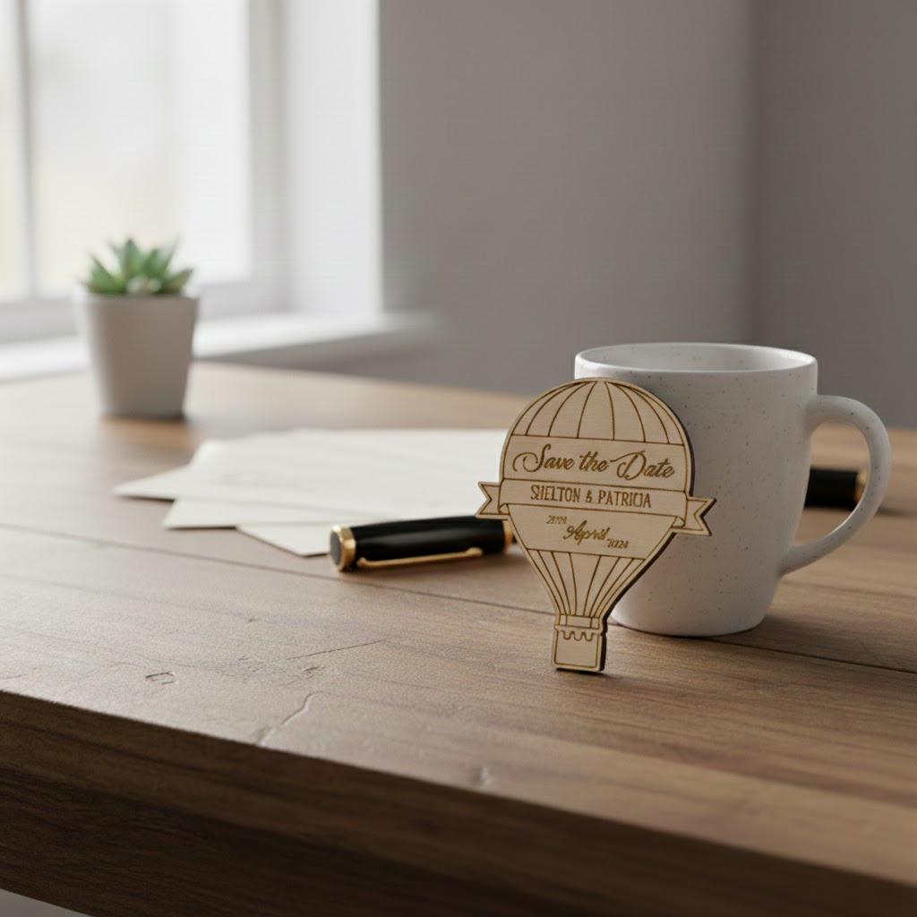 Hot Air Balloon Save the Date Magnet, Wooden Wedding Magnets, Travel Theme Wedding Favors, Personalized Rustic Save the Dates, Adventure