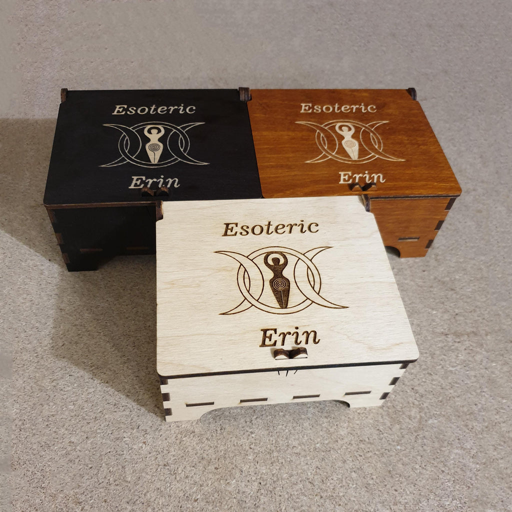 Engraved Tarot Card Box: Personalized Witchy Keepsake - Goddess Design