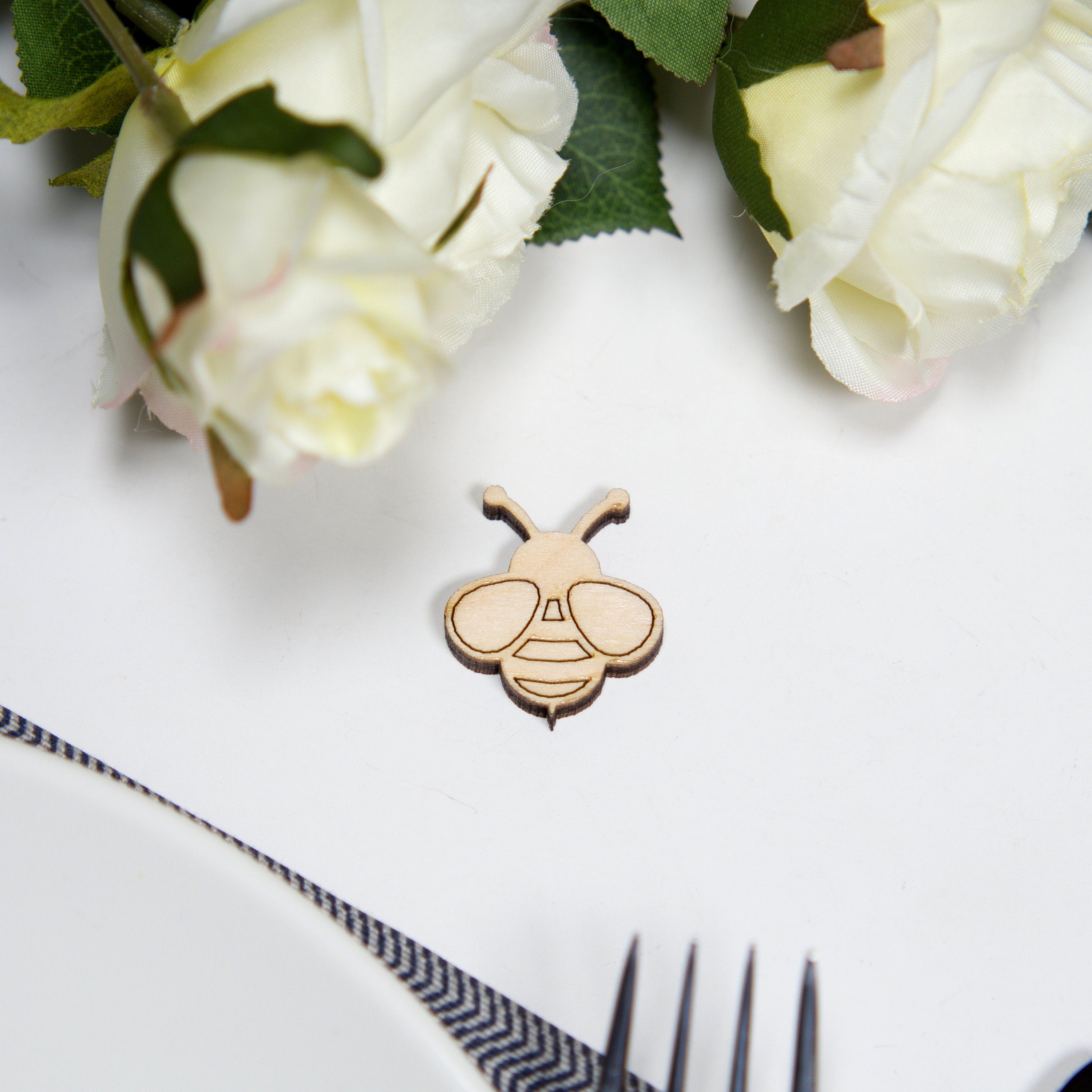 Bee Wedding Confetti: Biodegradable Wood Table Decorations (50+ pcs)