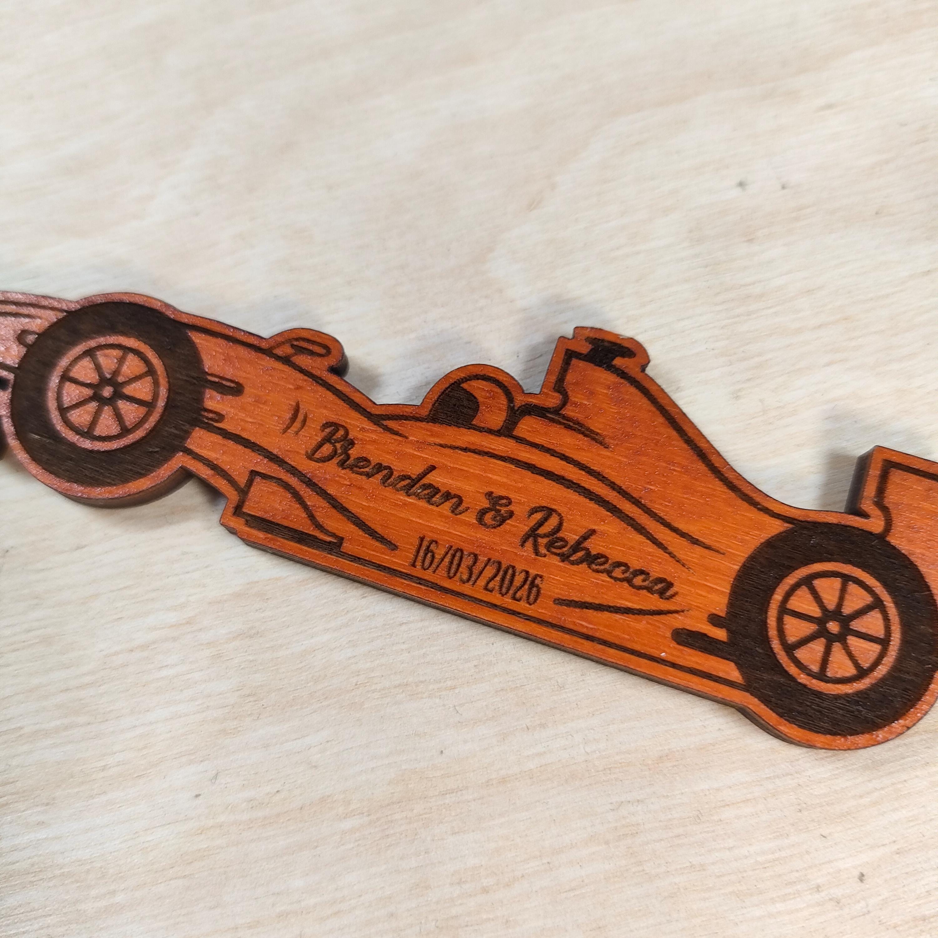 Save The Date Magnet Ferrari F1, Wooden F1 Save The Date Magnets – Race Car Wedding Favor for Guests, Wooden Car-Shaped Magnets, F1 Merch