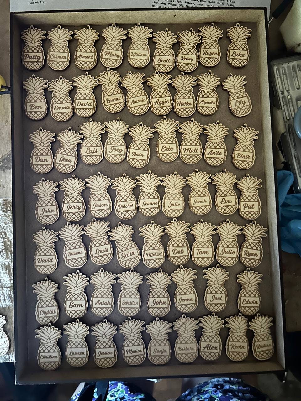 Personalized Pineapple Wine Charms: Engraved Hawaiian Wedding Favors