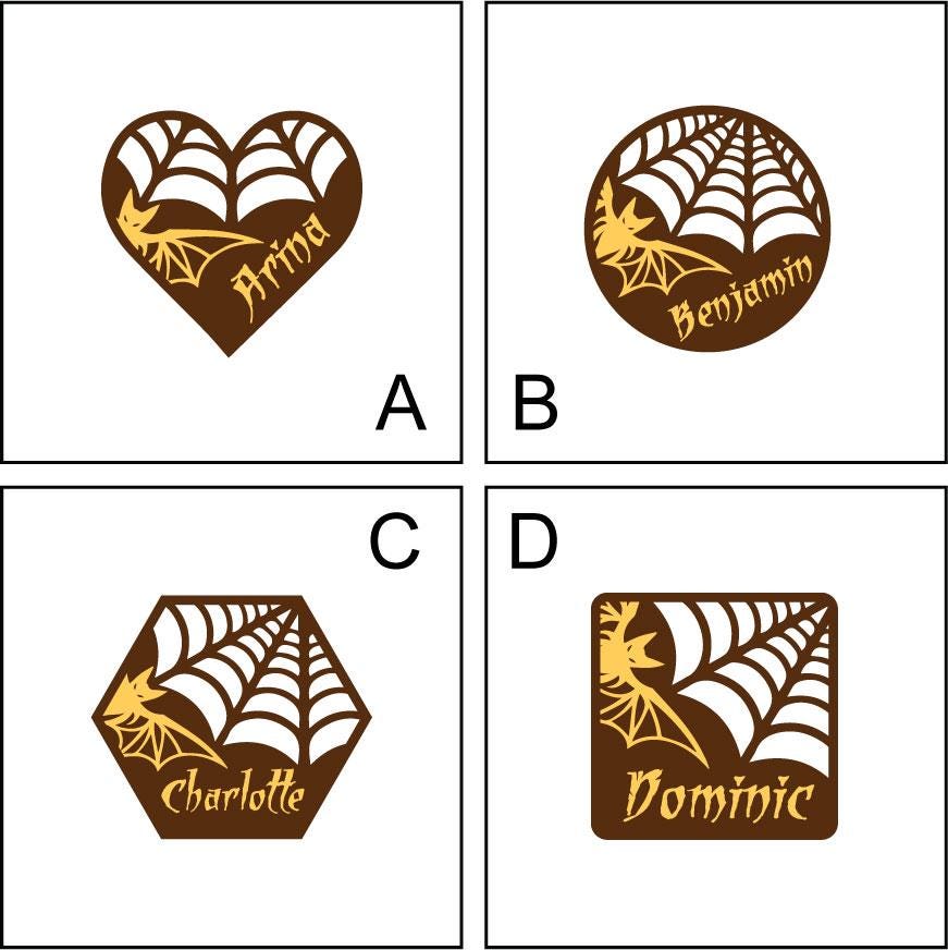 Gothic Wedding Place Cards: Laser Cut Bat & Spiderweb Plywood Name Tags