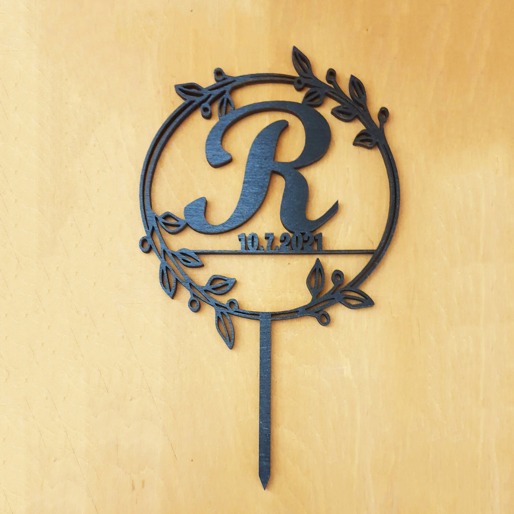 Personalized Wedding Cake Topper: Custom Initial & Date