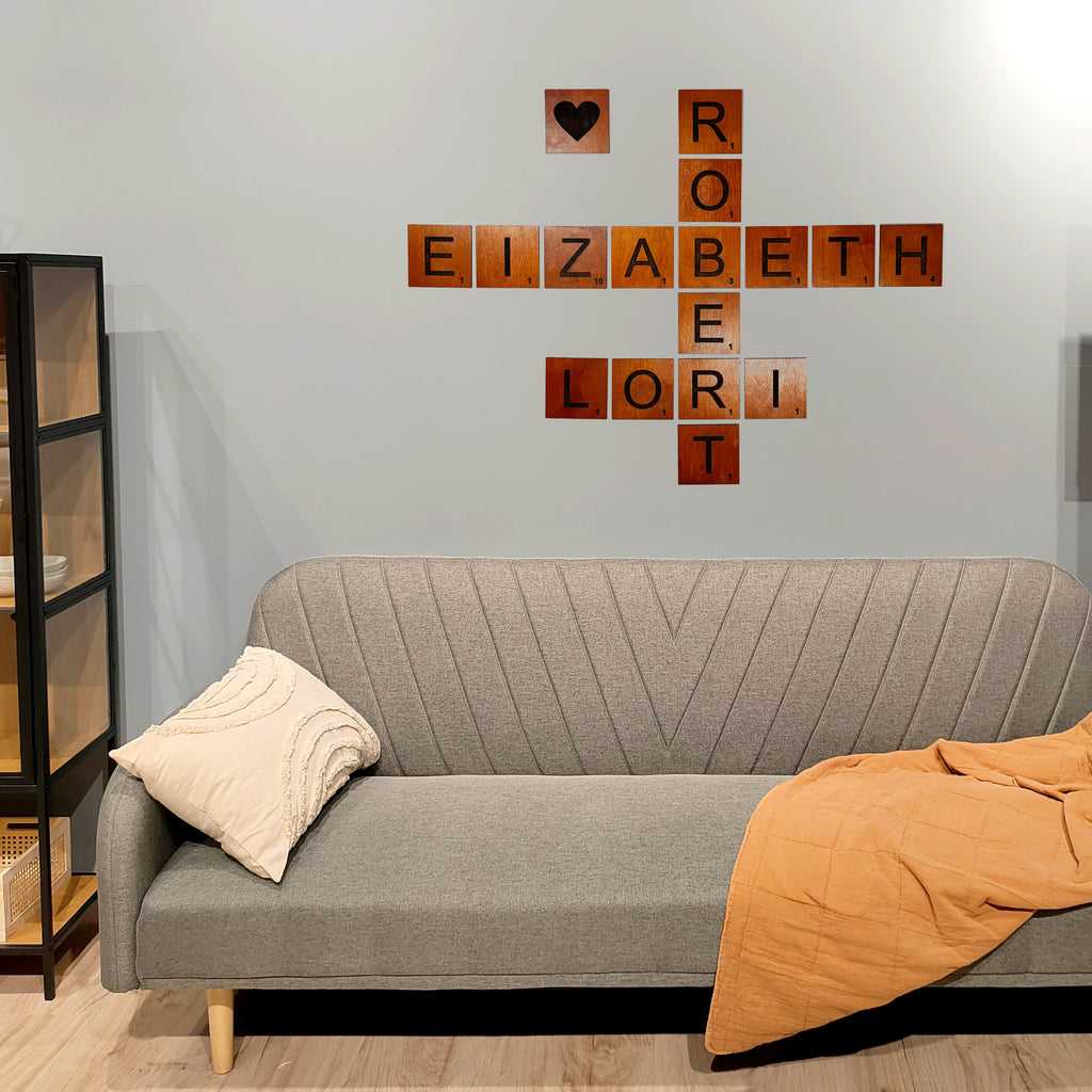 4x4 Wooden Scrabble Tiles Wall Art: Custom Family Names