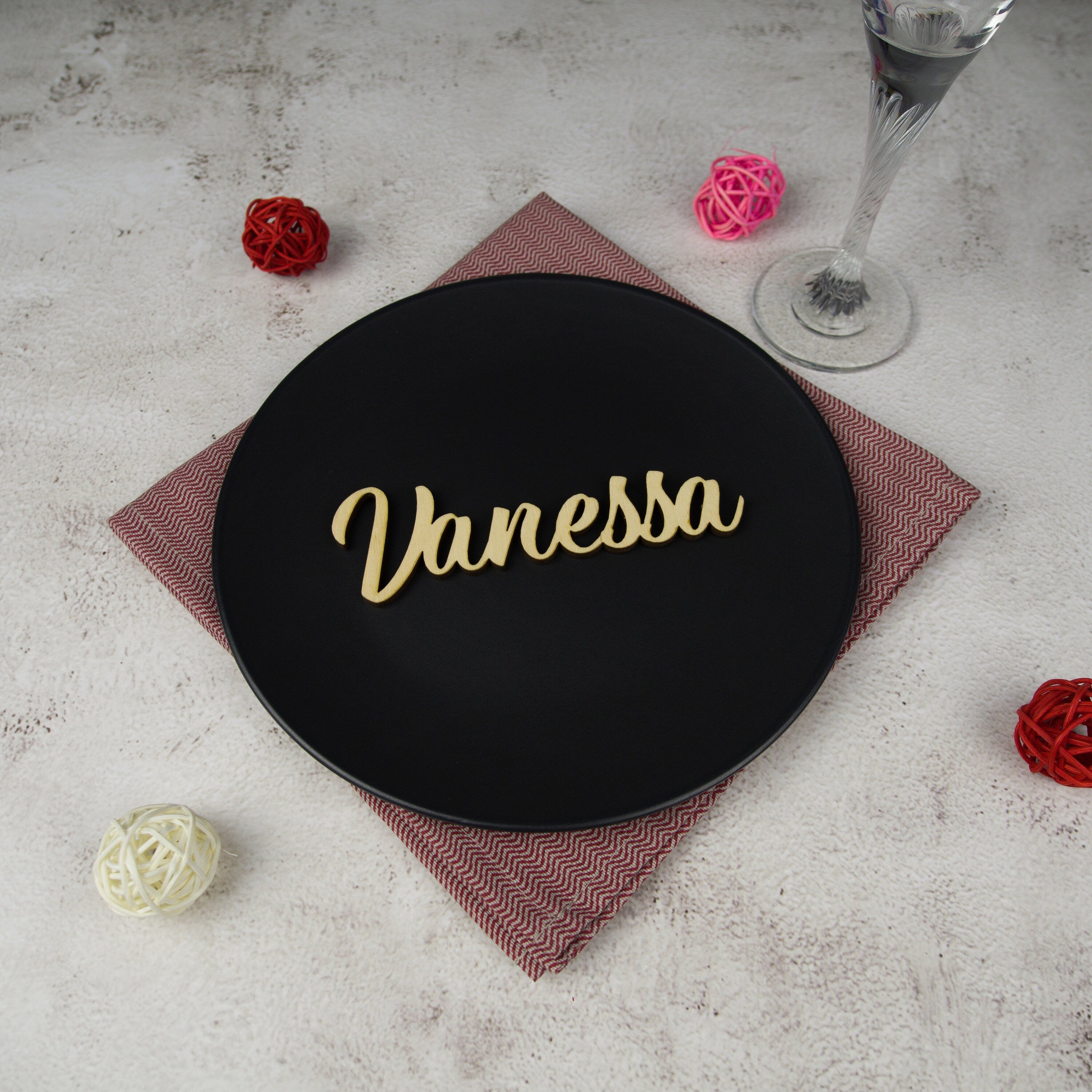 Laser Cut Wood Wedding Place Tag: Custom Guest Name. Stocking tag Christmas