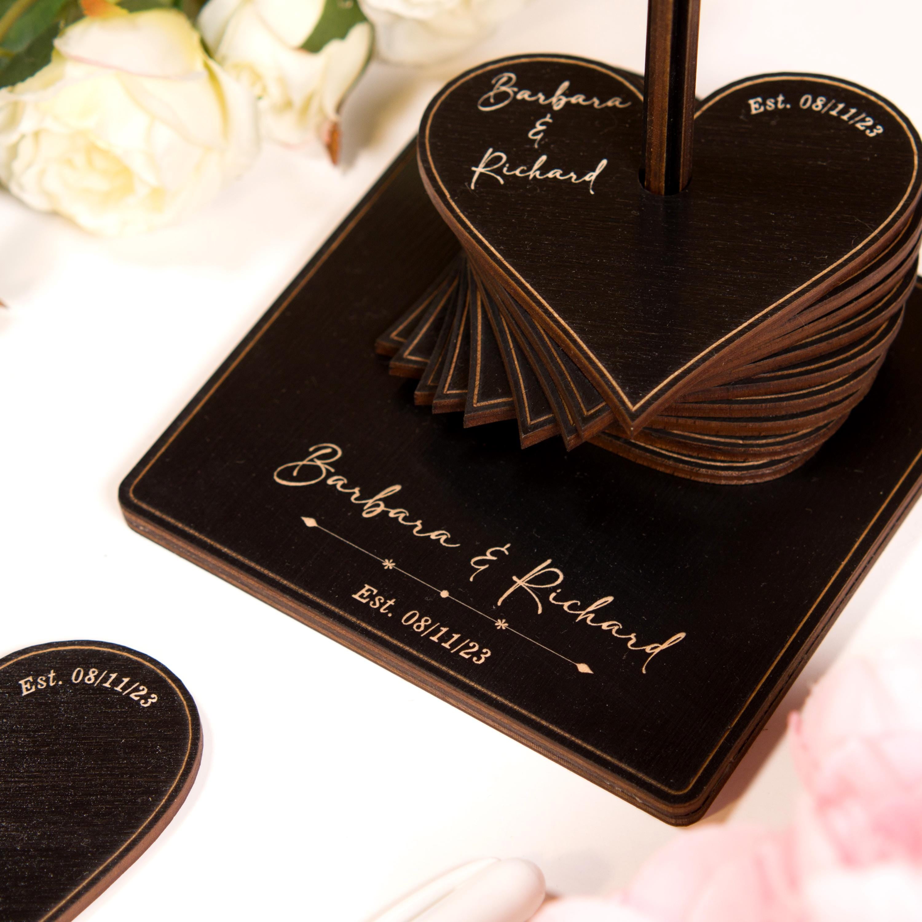 Wedding Guest Book Alternative: Wooden Hearts, Customizable Keepsake