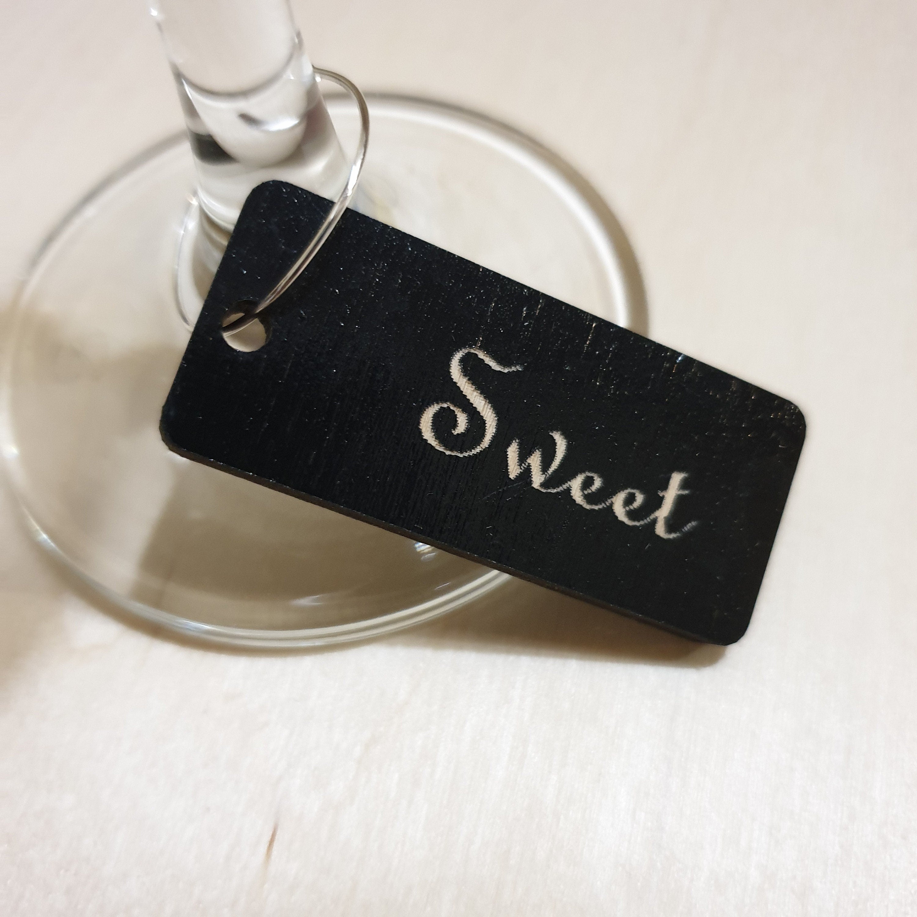Personalized Plywood Wine Charms: Engraved Wedding Favors