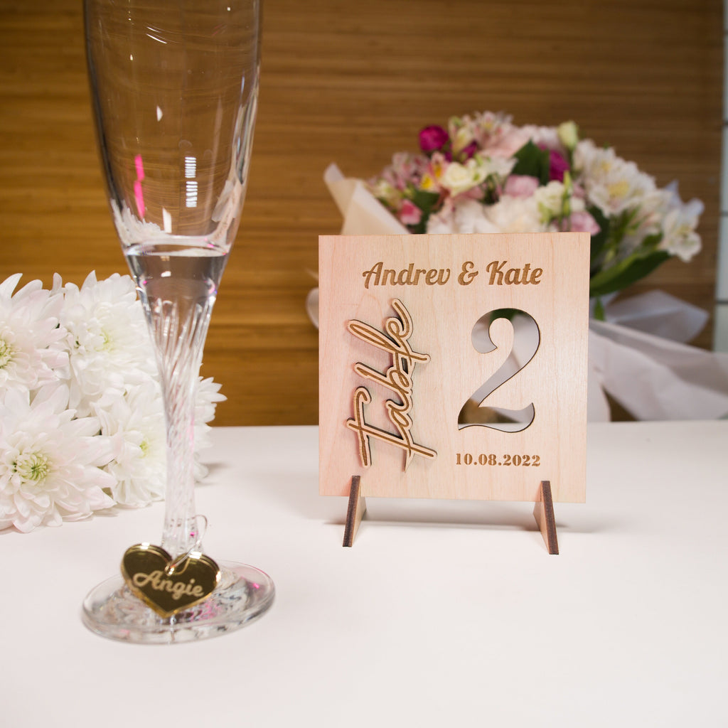 Rustic Wood Wedding Table Number Sign: Birch Plywood Decor