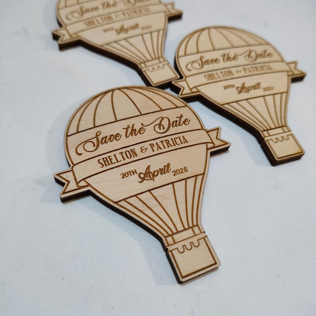 Hot Air Balloon Save the Date Magnet, Wooden Wedding Magnets, Travel Theme Wedding Favors, Personalized Rustic Save the Dates, Adventure