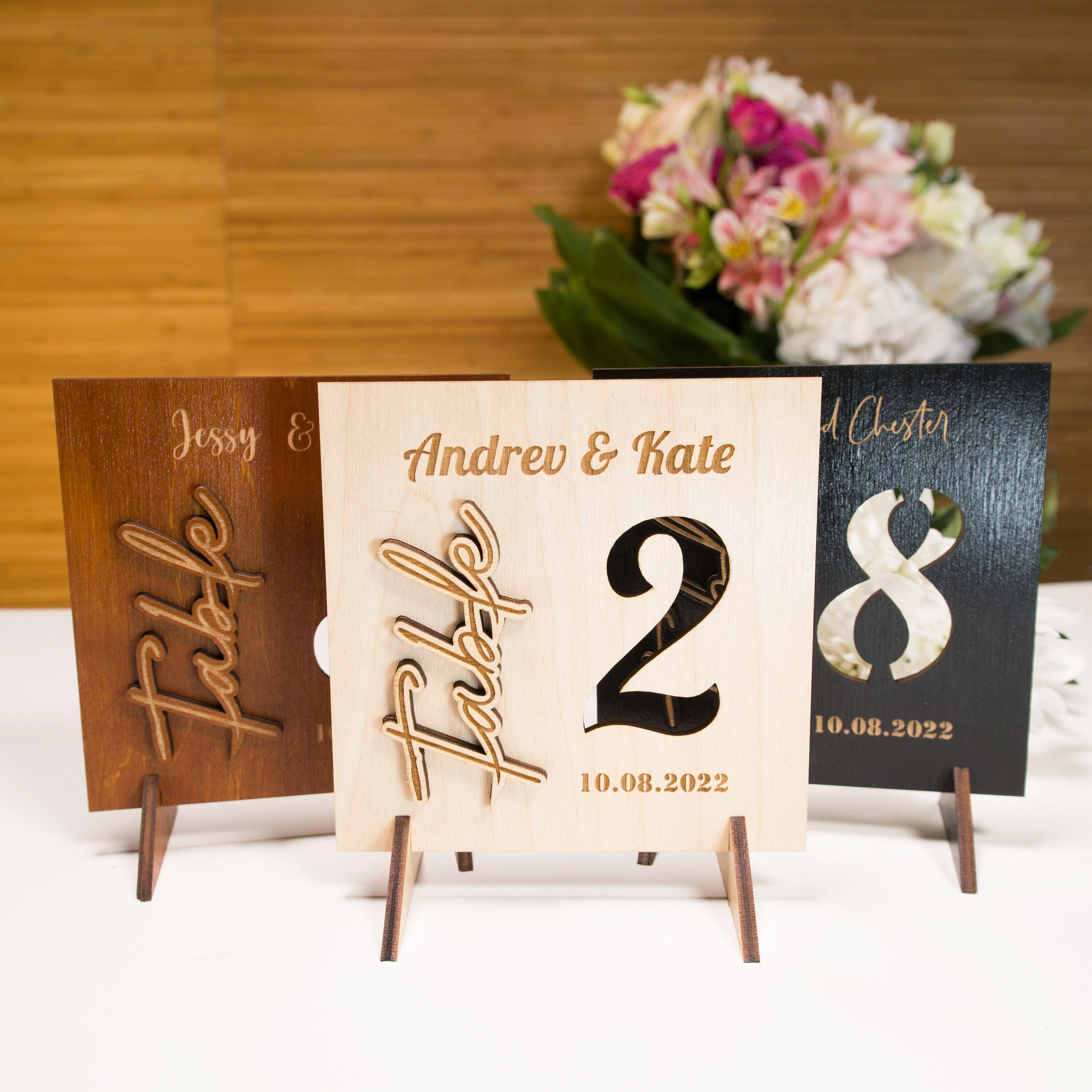 Rustic Wood Wedding Table Number Sign: Birch Plywood Decor