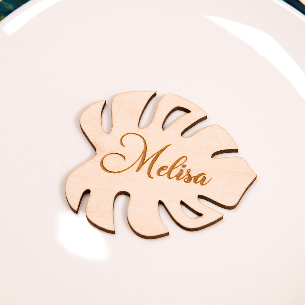 Monstera Leaf Wedding Place Cards: Tropical Wedding Favours