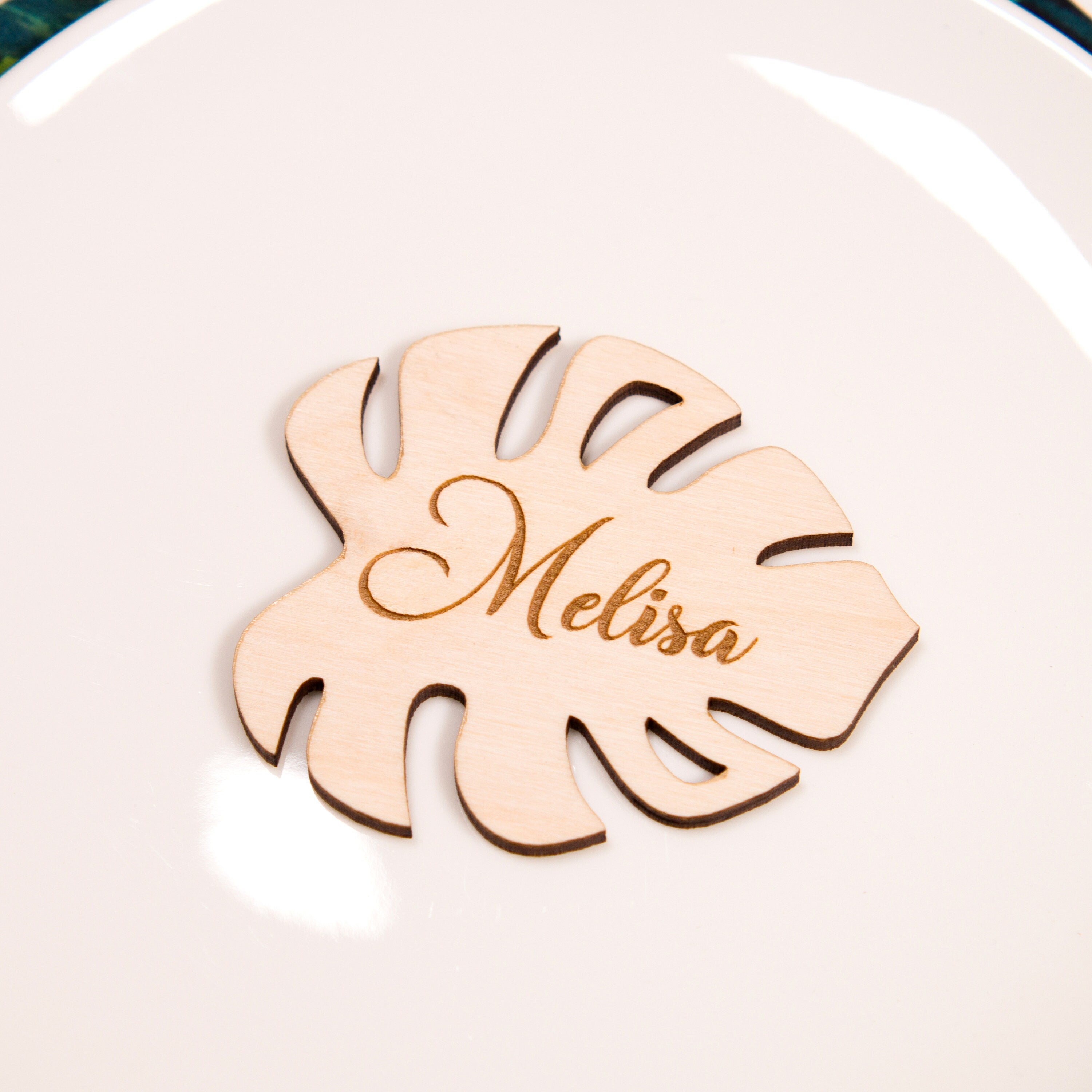 Monstera Leaf Wedding Place Cards: Tropical Wedding Favours