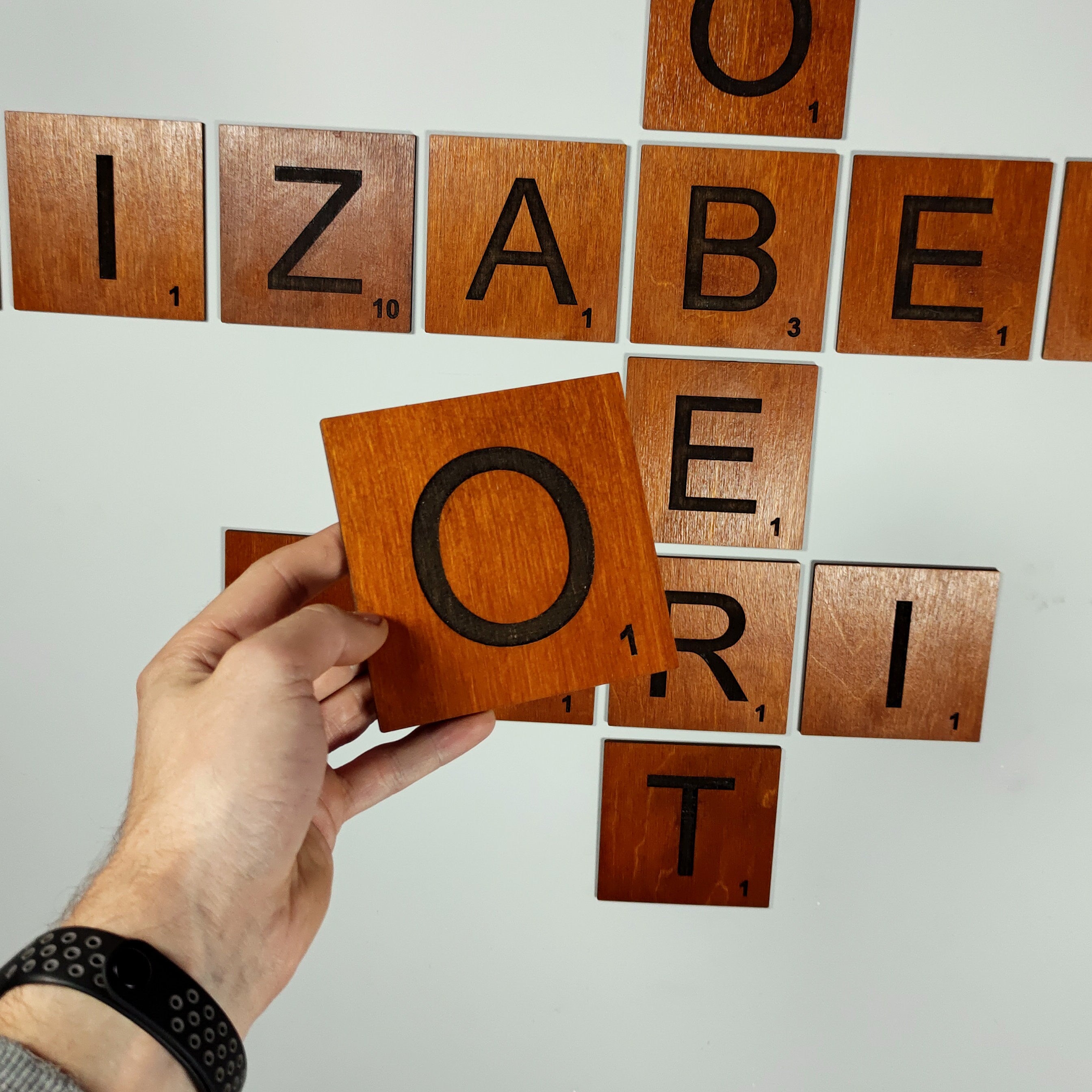 4x4 Wooden Scrabble Tiles Wall Art: Custom Family Names