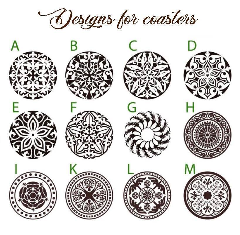 Personalized Wood Mandala Coasters: Wedding Favors, Custom Stand