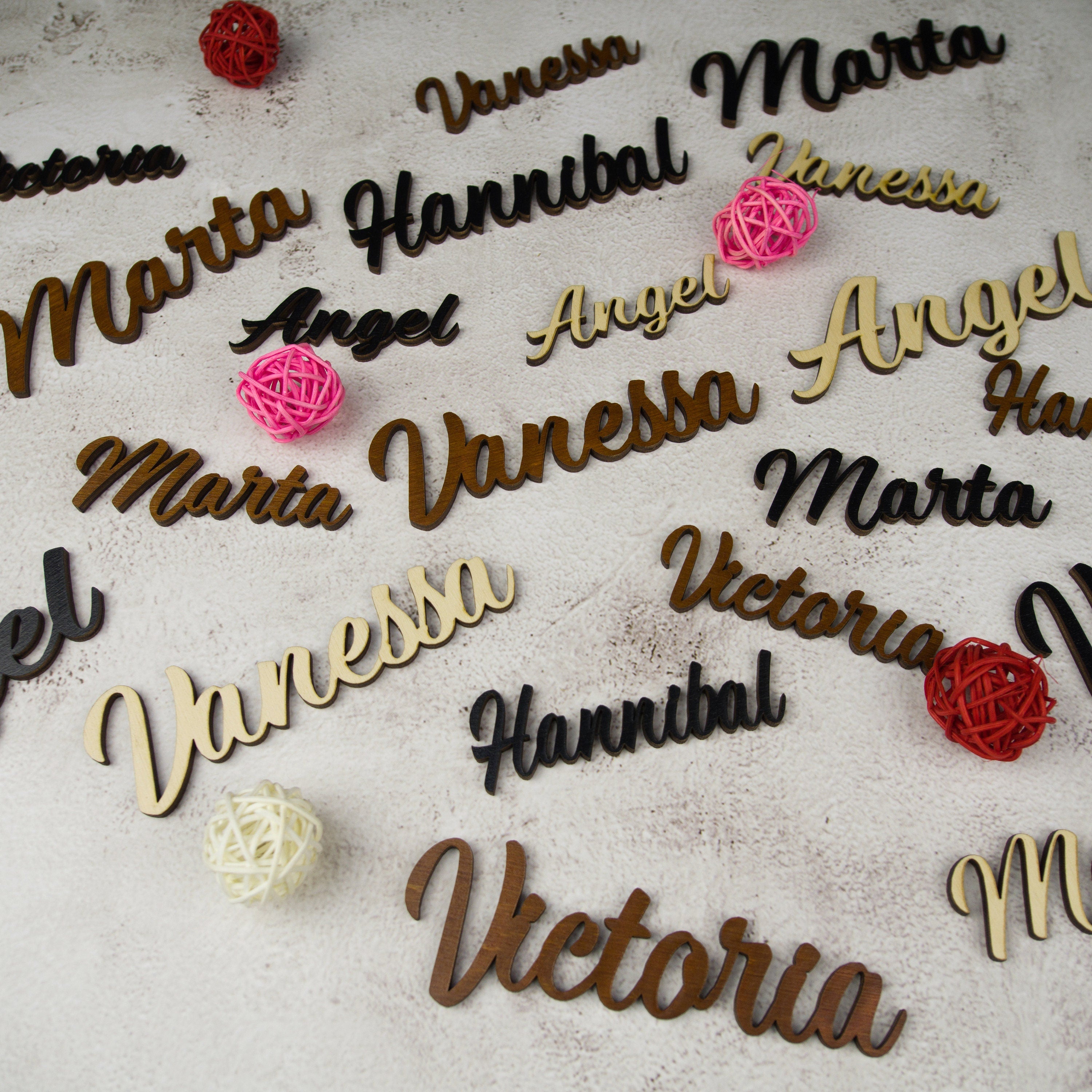Laser Cut Wood Wedding Place Tag: Custom Guest Name. Stocking tag Christmas