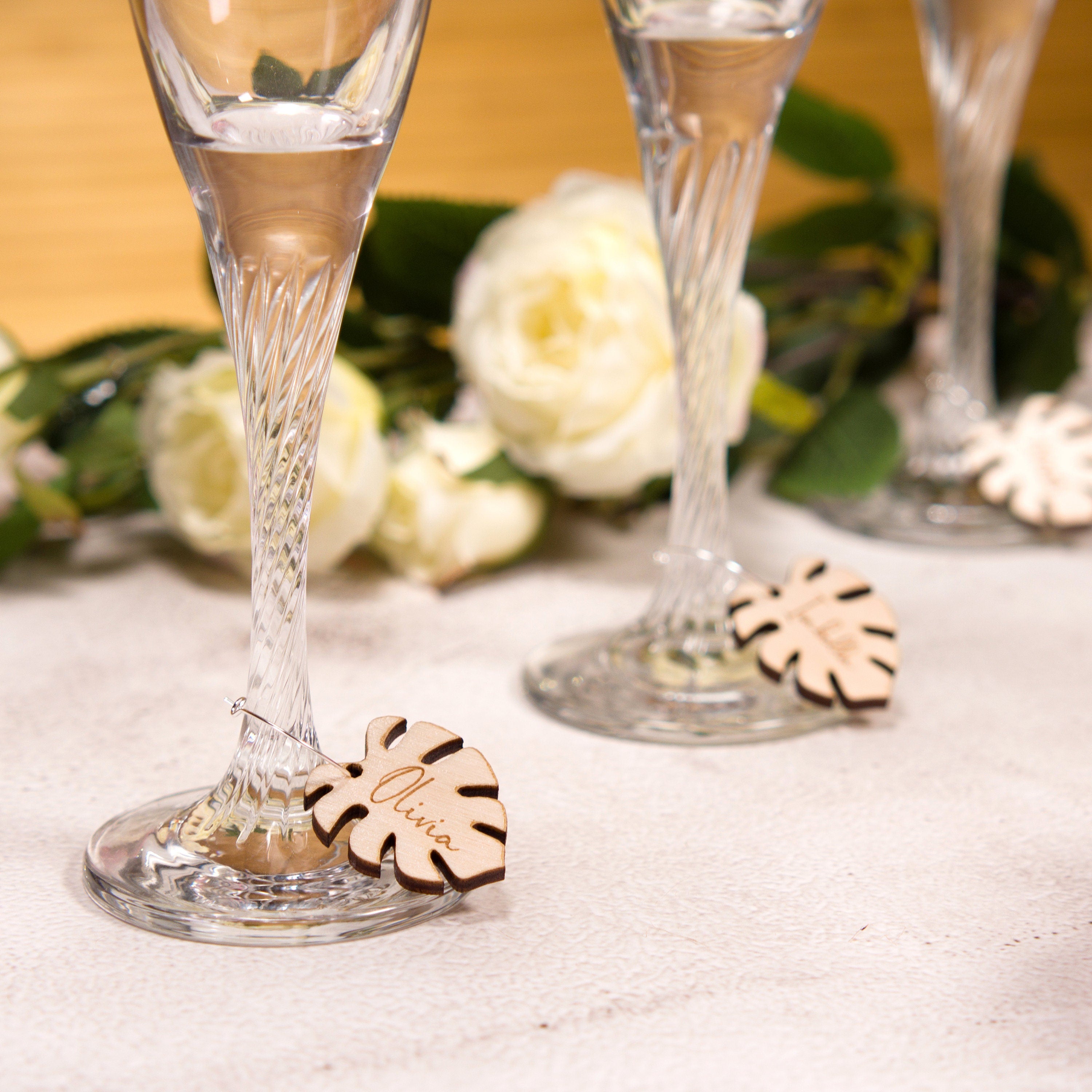 Personalized Monstera Leaf Wine Charms: Tropical Drink Markers
