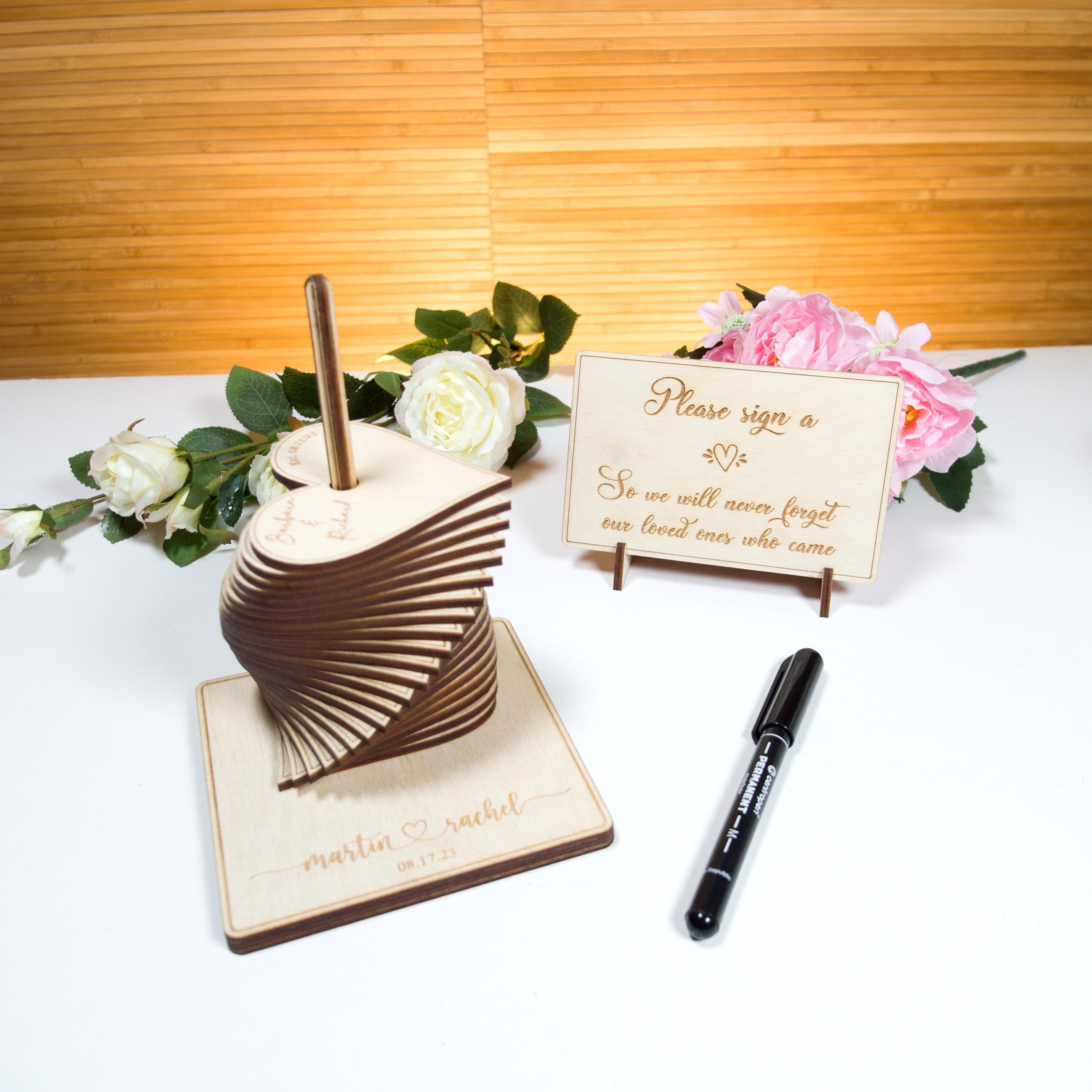 Wedding Guest Book Alternative: Wooden Hearts, Customizable Keepsake