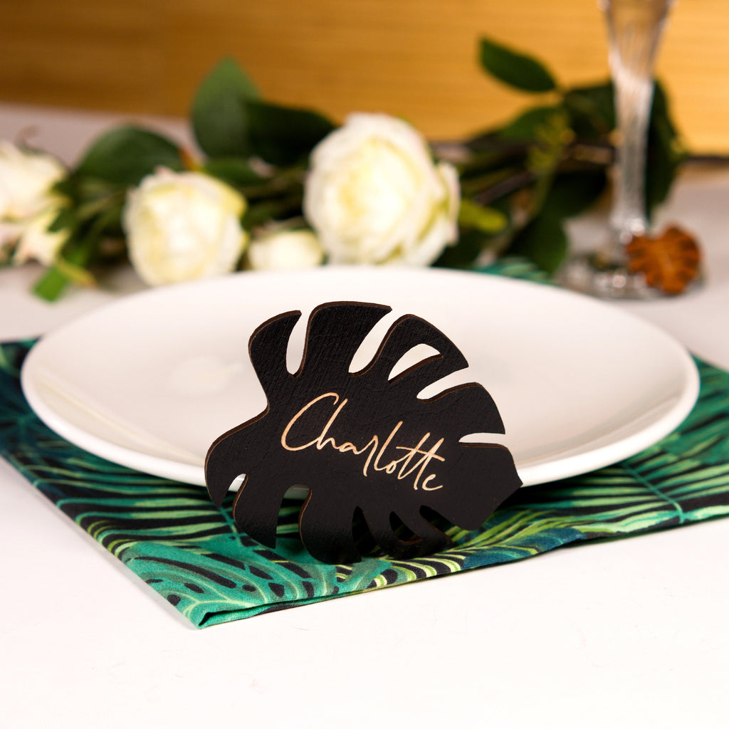 Monstera Wood Coasters: Custom Wedding Decor, Personalized Coasters