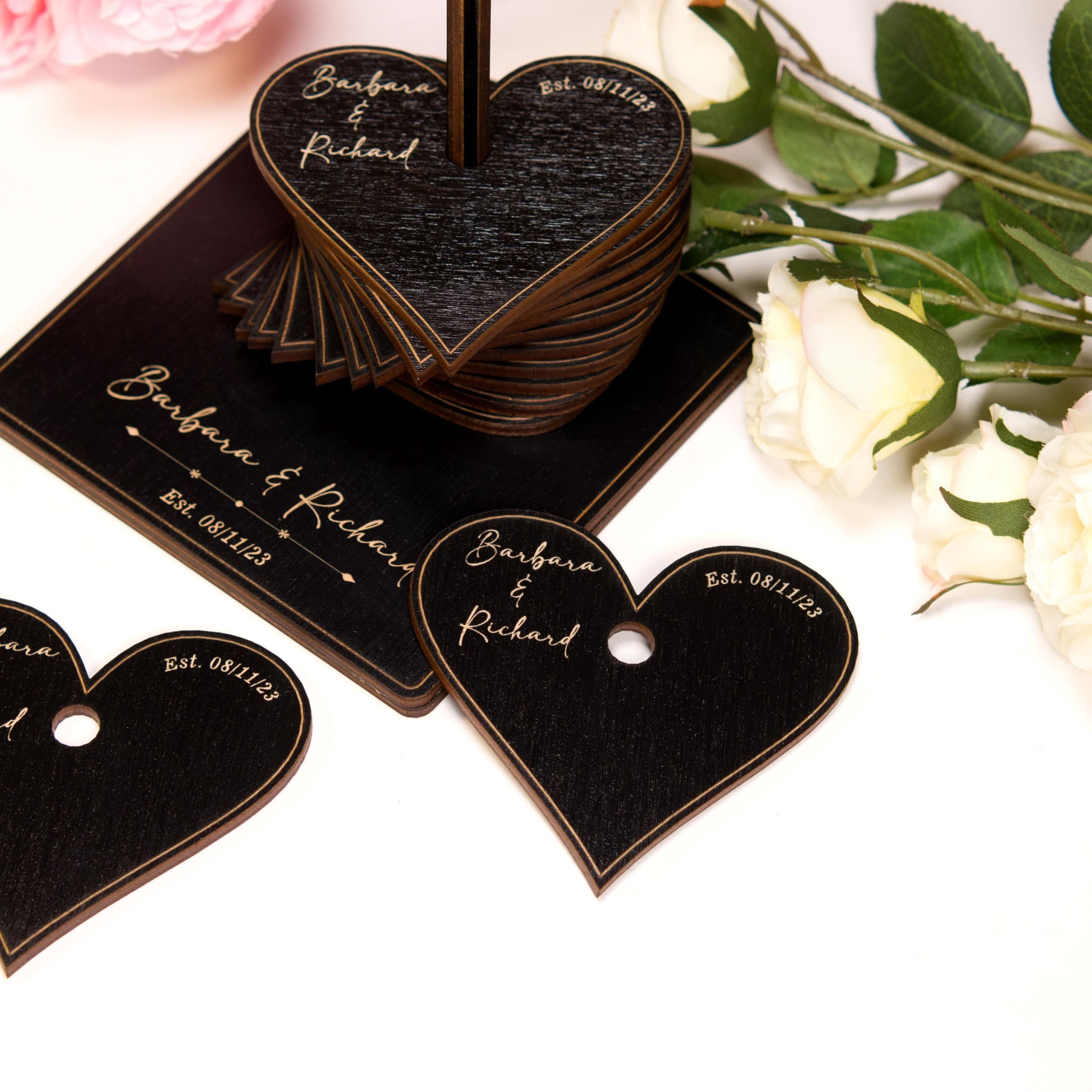 Wedding Guest Book Alternative: Wooden Hearts, Customizable Keepsake