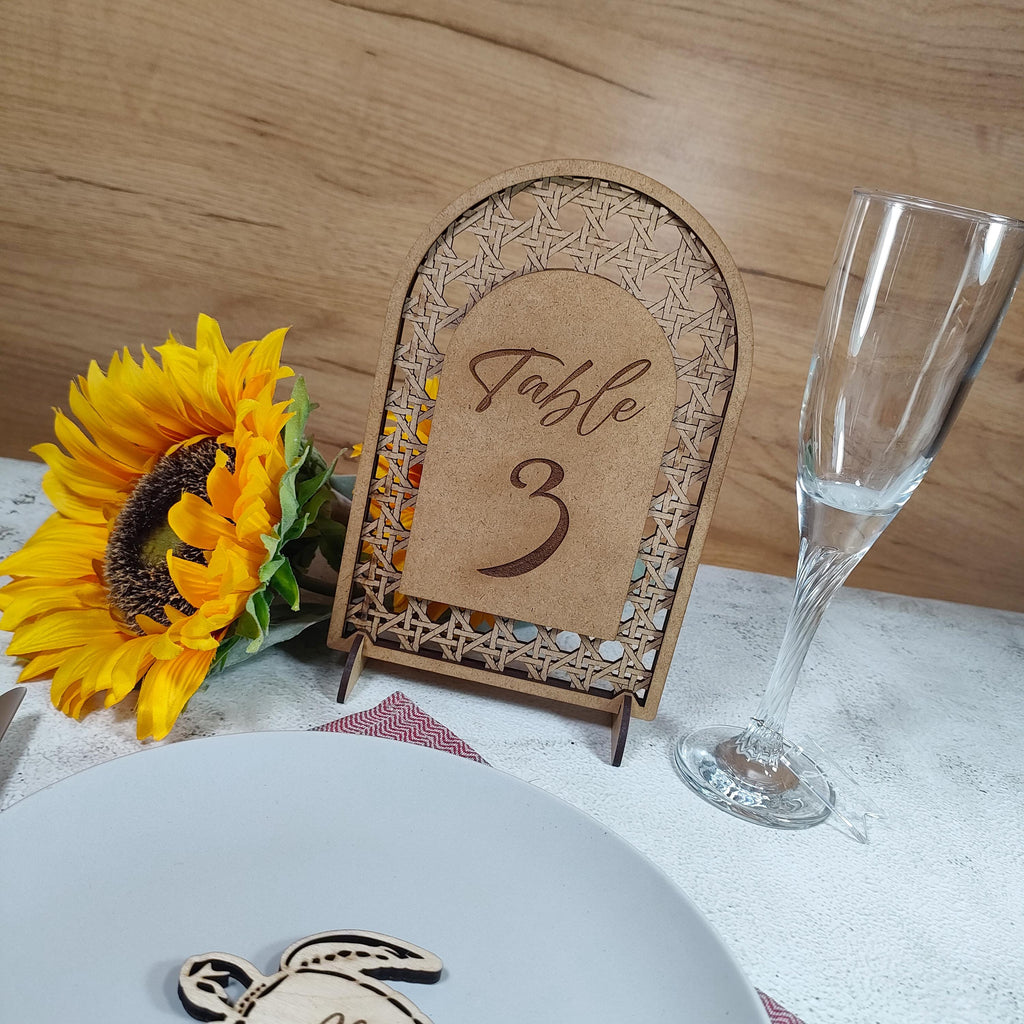 Rattan Table Numbers, Rattan Arch Table Numbers, Wedding Table Sign Perfect For Tropical Wedding, Beach Wedding Theme
