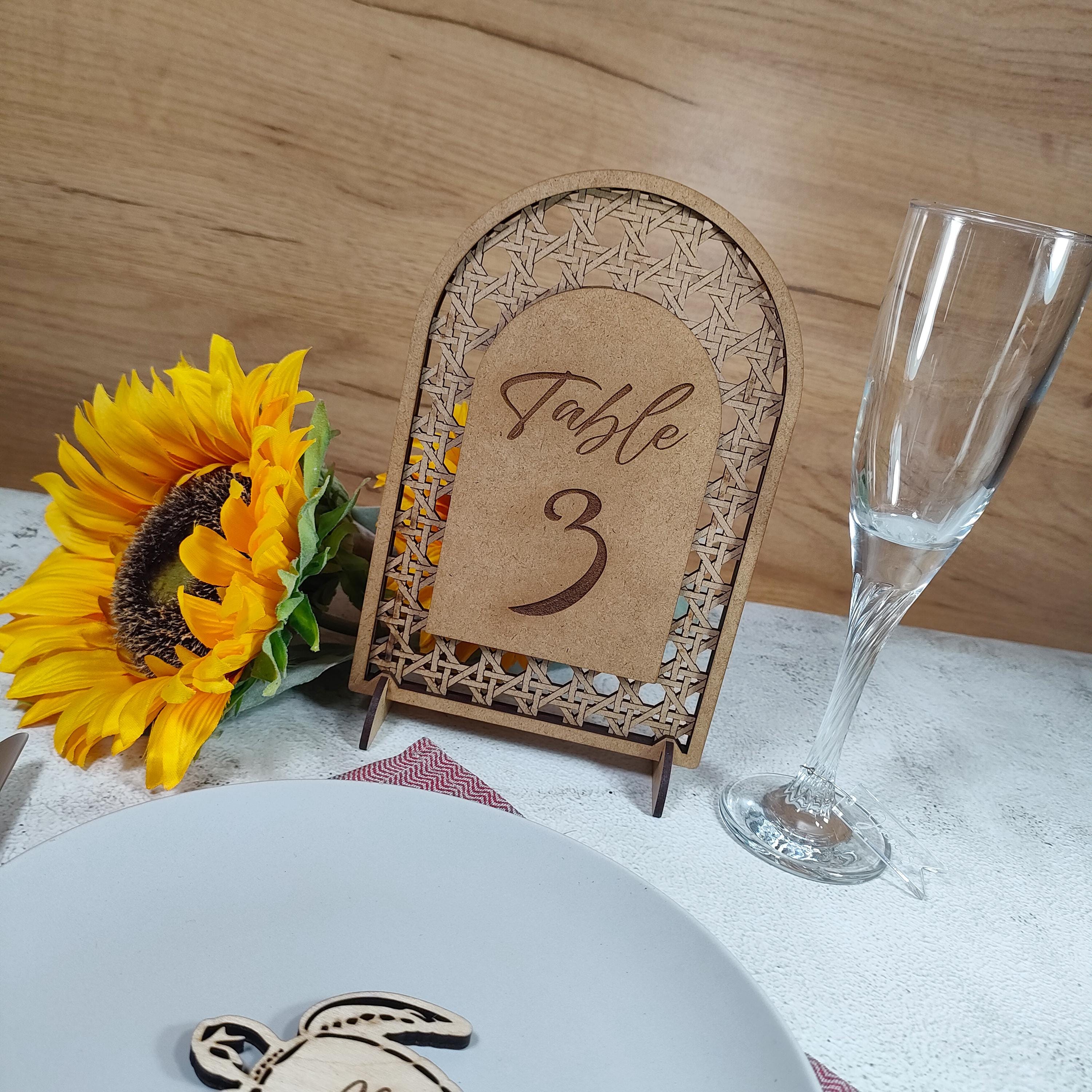 Rattan Table Numbers, Rattan Arch Table Numbers, Wedding Table Sign Perfect For Tropical Wedding, Beach Wedding Theme
