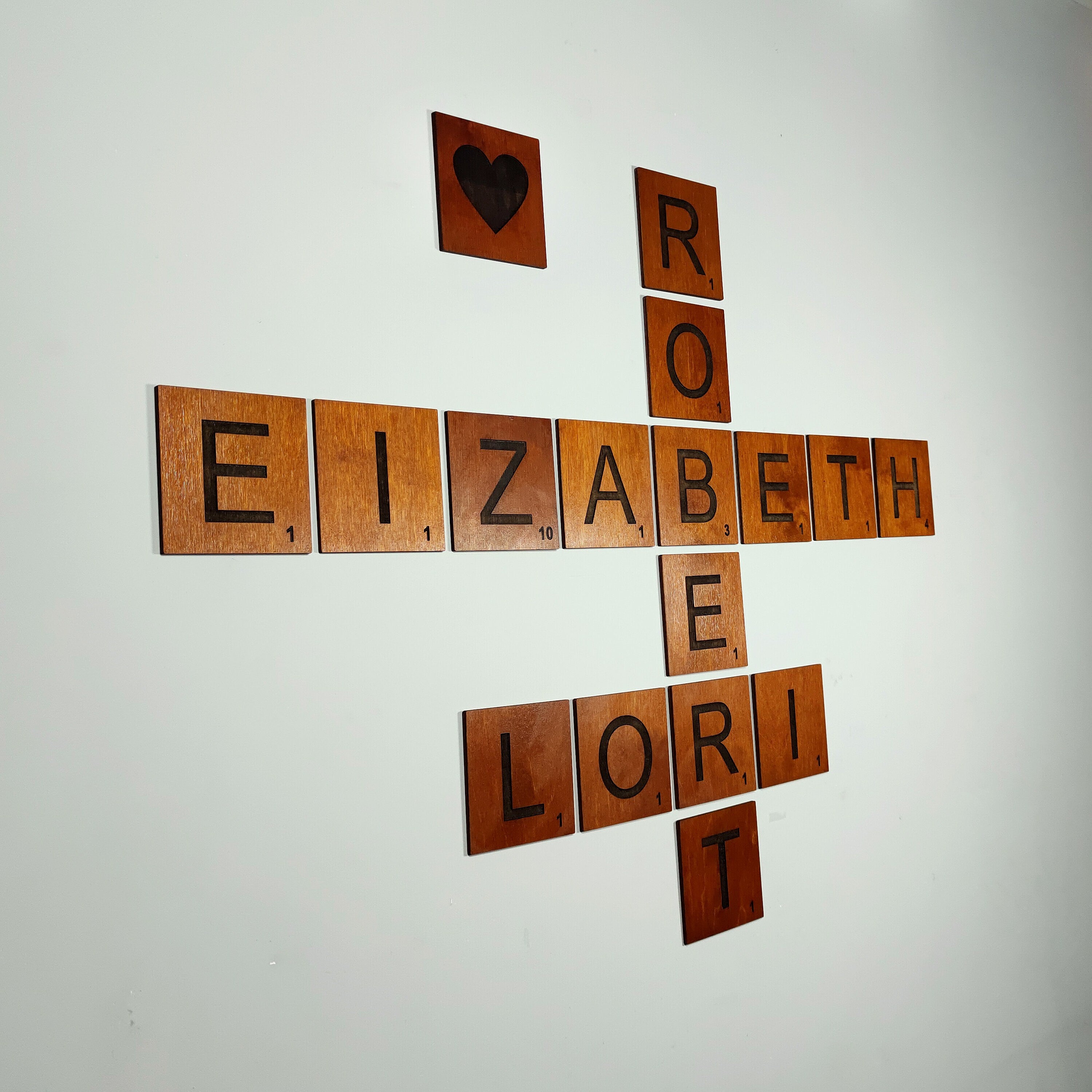 4x4 Wooden Scrabble Tiles Wall Art: Custom Family Names