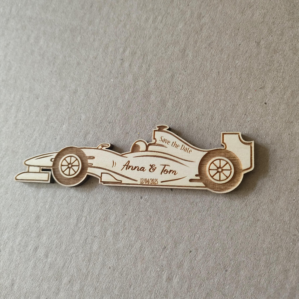 Save The Date Magnet Ferrari F1, Wooden F1 Save The Date Magnets – Race Car Wedding Favor for Guests, Wooden Car-Shaped Magnets, F1 Merch
