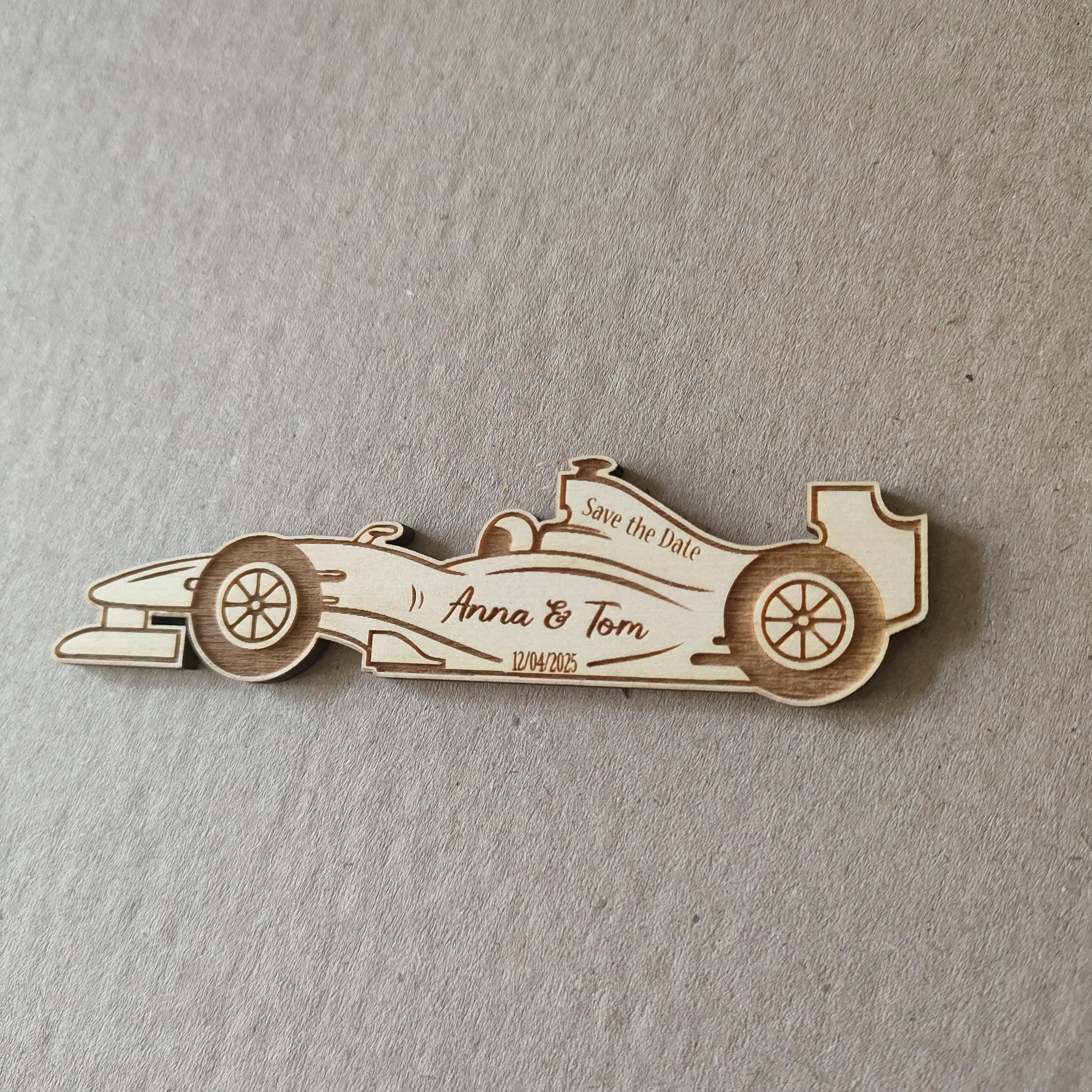 Save The Date Magnet Ferrari F1, Wooden F1 Save The Date Magnets – Race Car Wedding Favor for Guests, Wooden Car-Shaped Magnets, F1 Merch