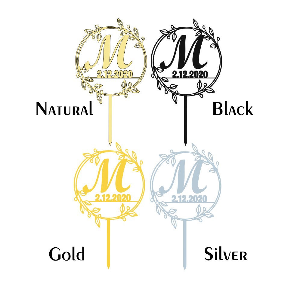 Personalized Wedding Cake Topper: Custom Initial & Date