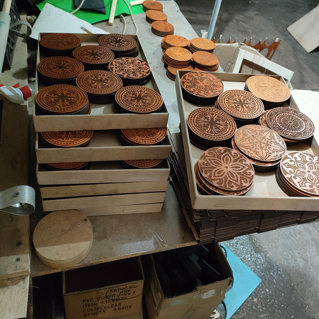 Personalized Wood Mandala Coasters: Wedding Favors, Custom Stand