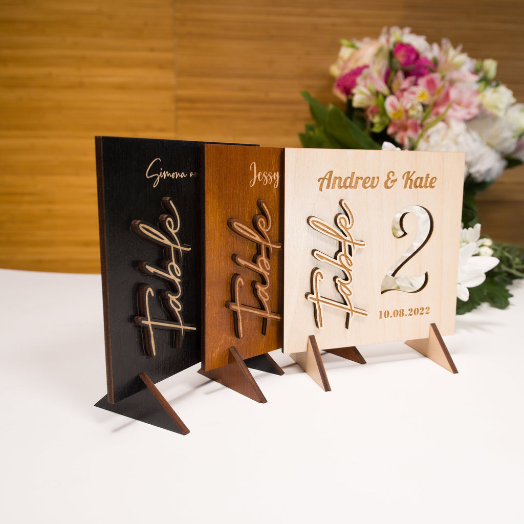 Rustic Wood Wedding Table Number Sign: Birch Plywood Decor
