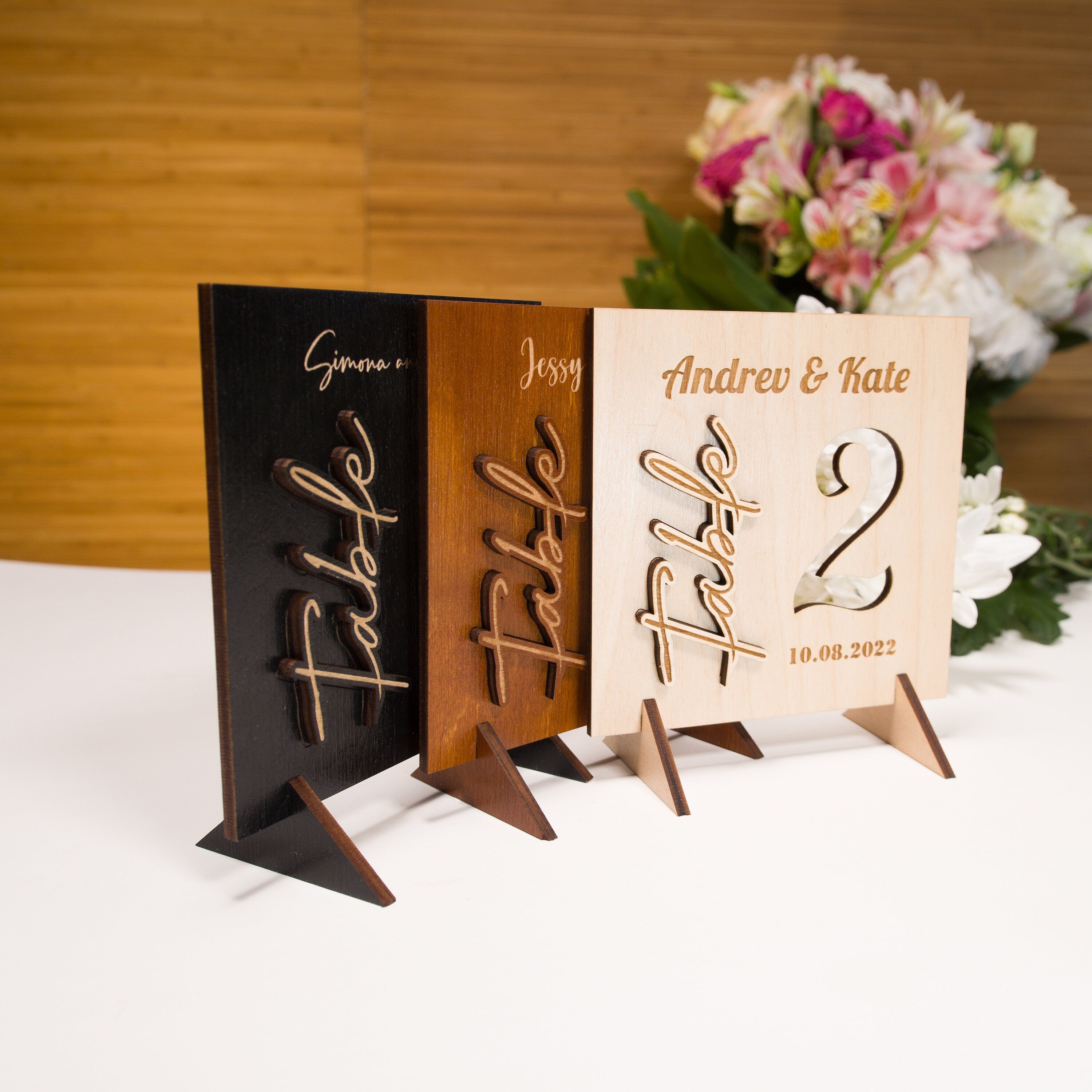 Rustic Wood Wedding Table Number Sign: Birch Plywood Decor