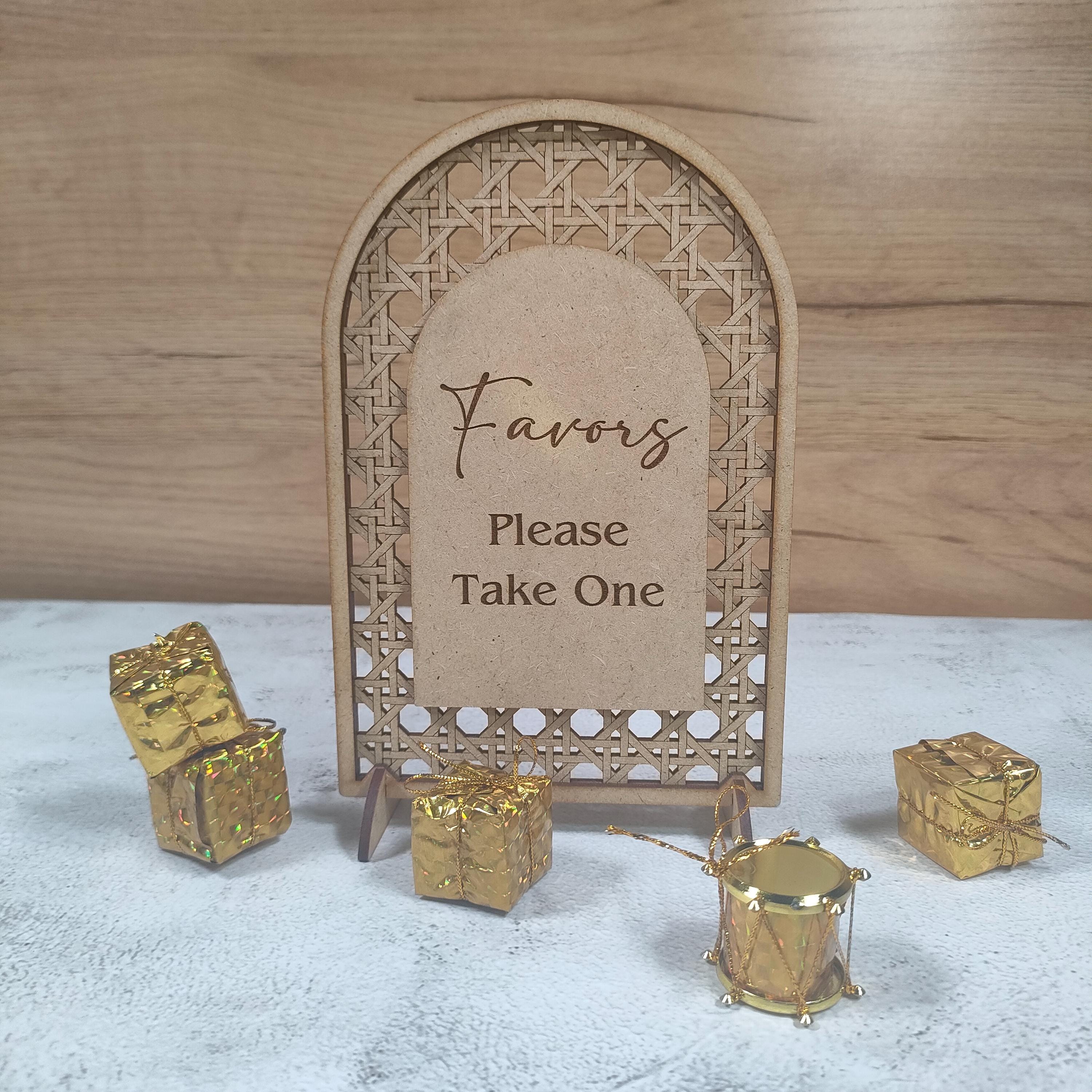 Boho Arch Favors Sign, Rattan Wedding Table Decor, Custom "Please Take One" Sign for Bridal Shower