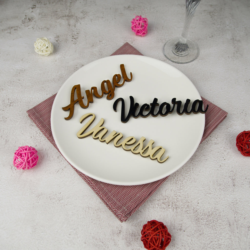 Laser Cut Wood Wedding Place Tag: Custom Guest Name. Stocking tag Christmas