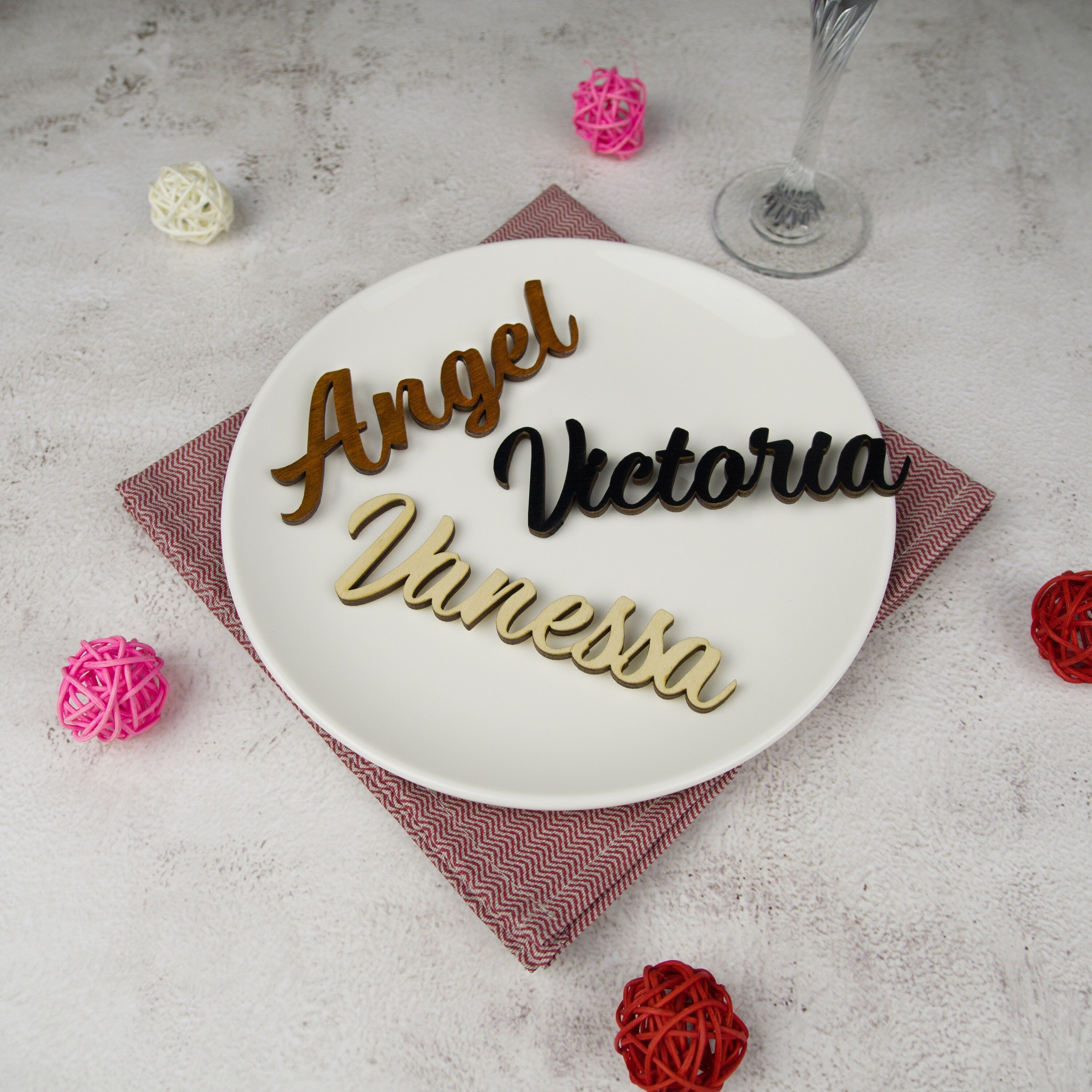 Laser Cut Wood Wedding Place Tag: Custom Guest Name. Stocking tag Christmas