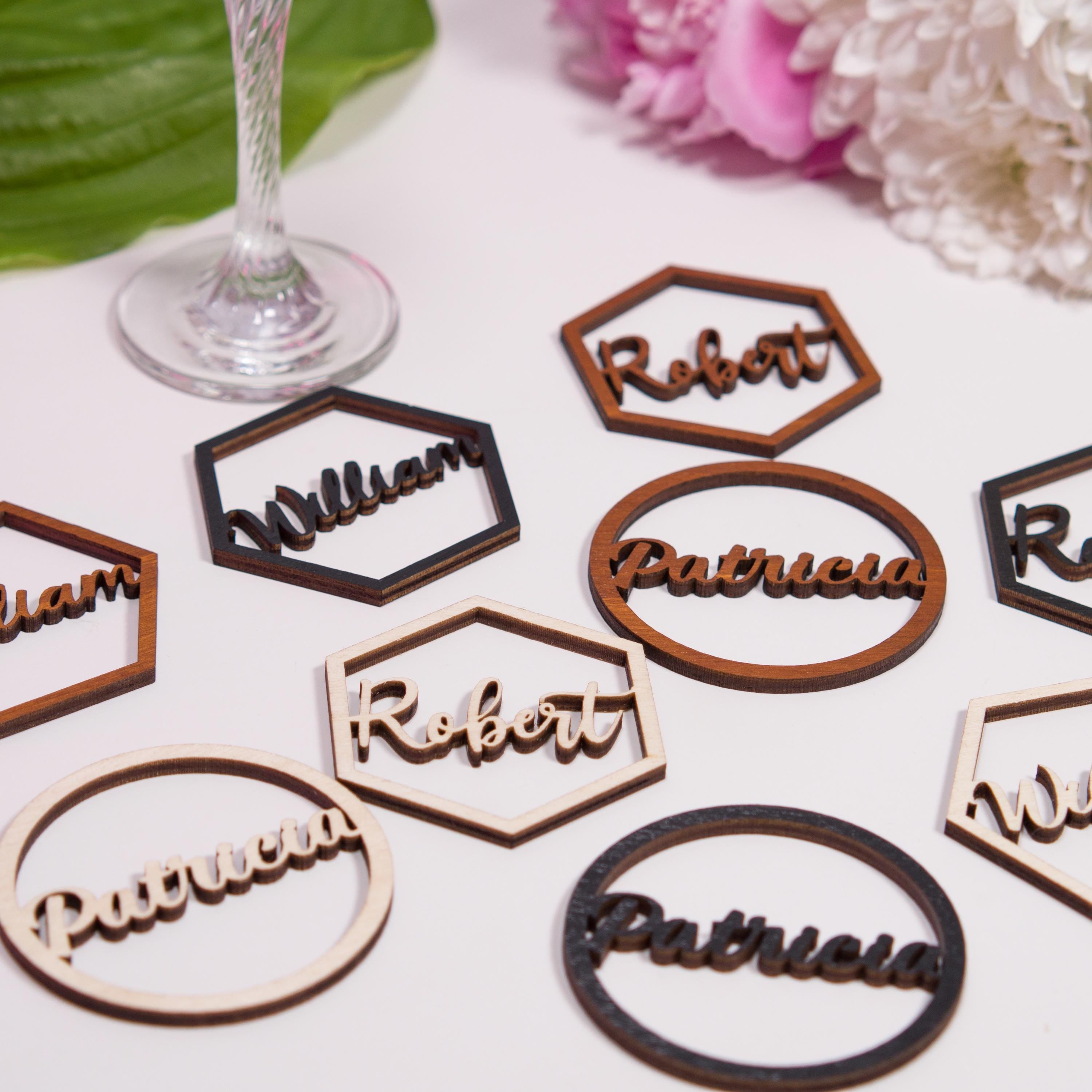 Personalized Wood Place Cards: Laser Cut Wedding Table Decor