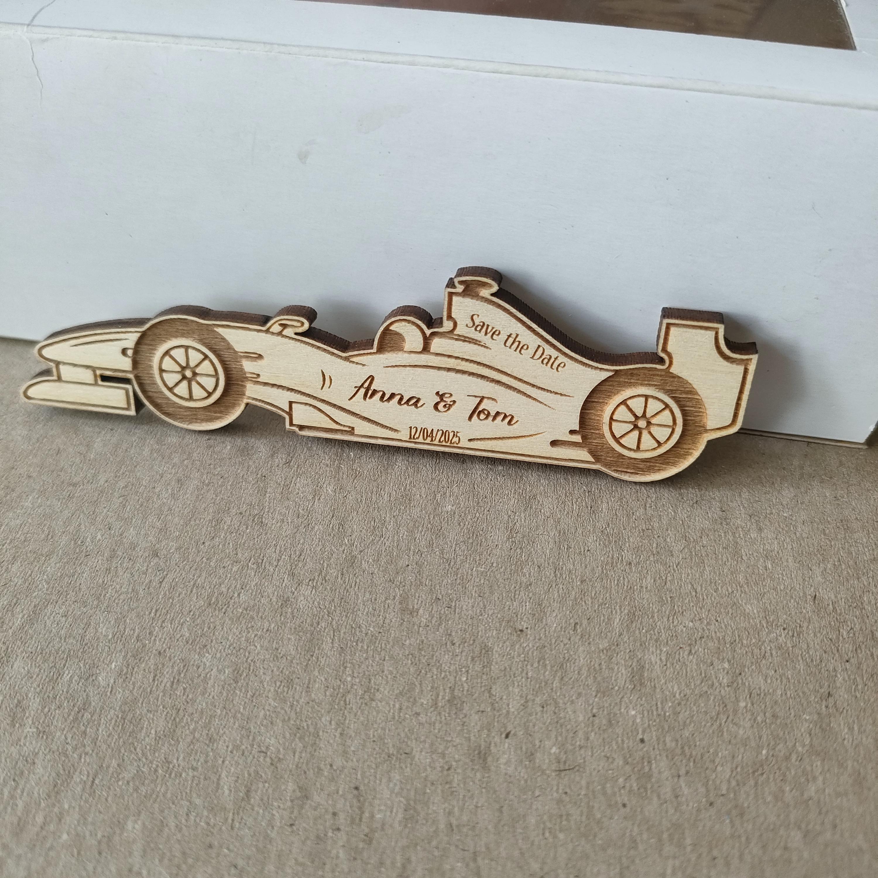Save The Date Magnet Ferrari F1, Wooden F1 Save The Date Magnets – Race Car Wedding Favor for Guests, Wooden Car-Shaped Magnets, F1 Merch