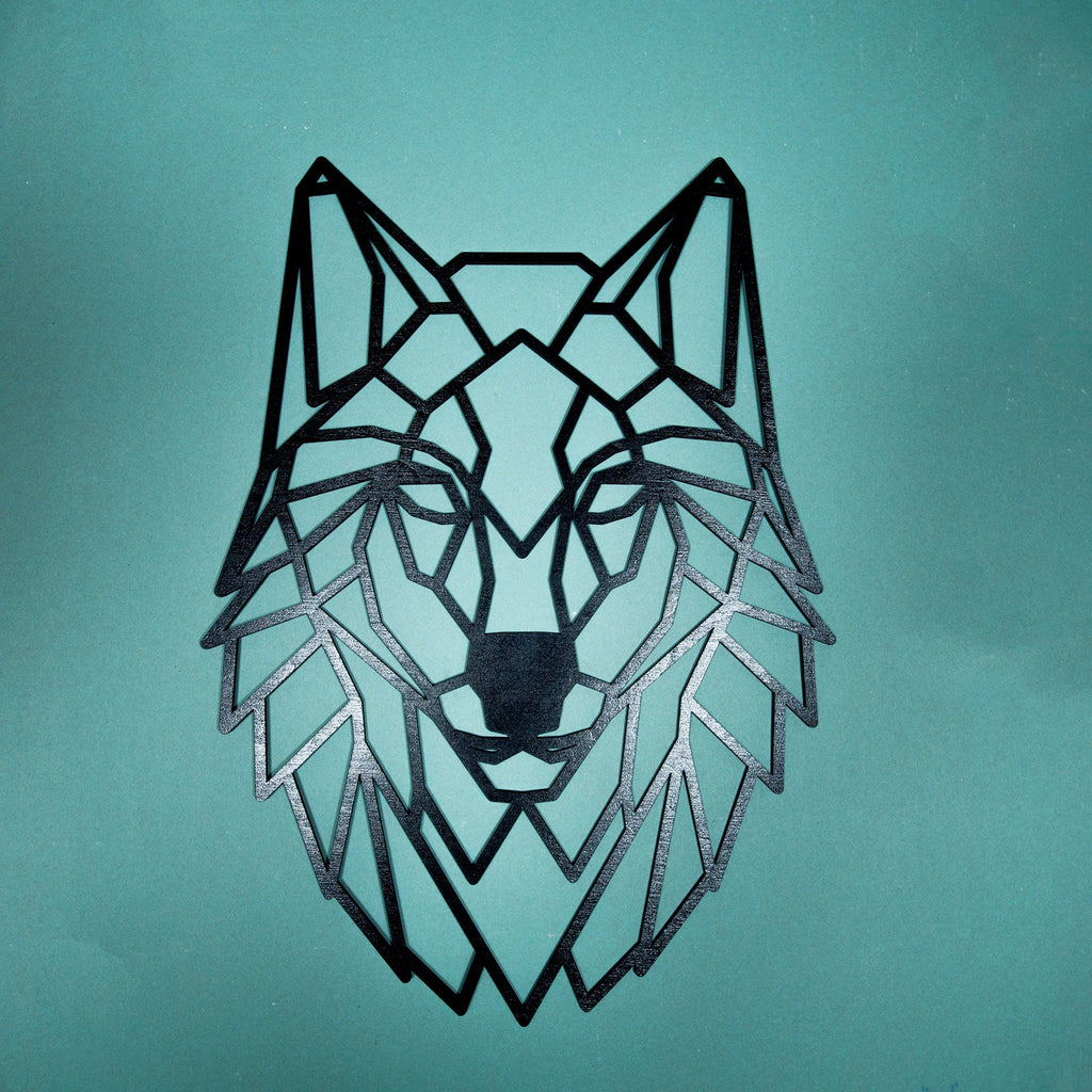 Geometric Wolf Wood Wall Art: Modern Animal Decor