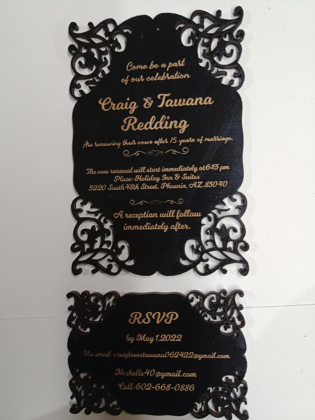 Laser Cut Wooden Wedding Invitation: Rustic Personalized Suite