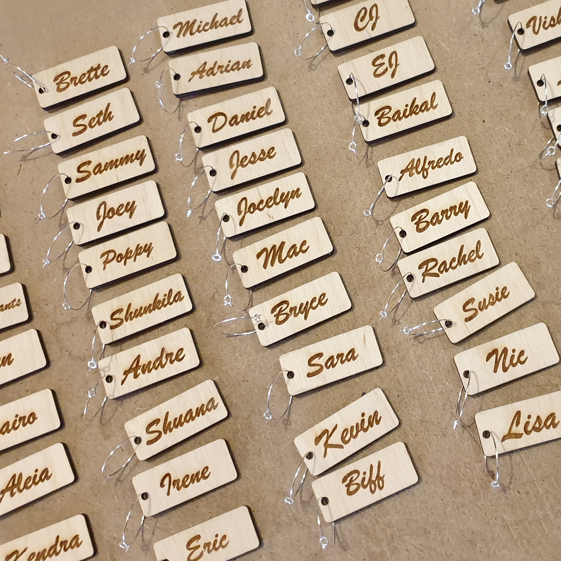 Personalized Plywood Wine Charms: Engraved Wedding Favors