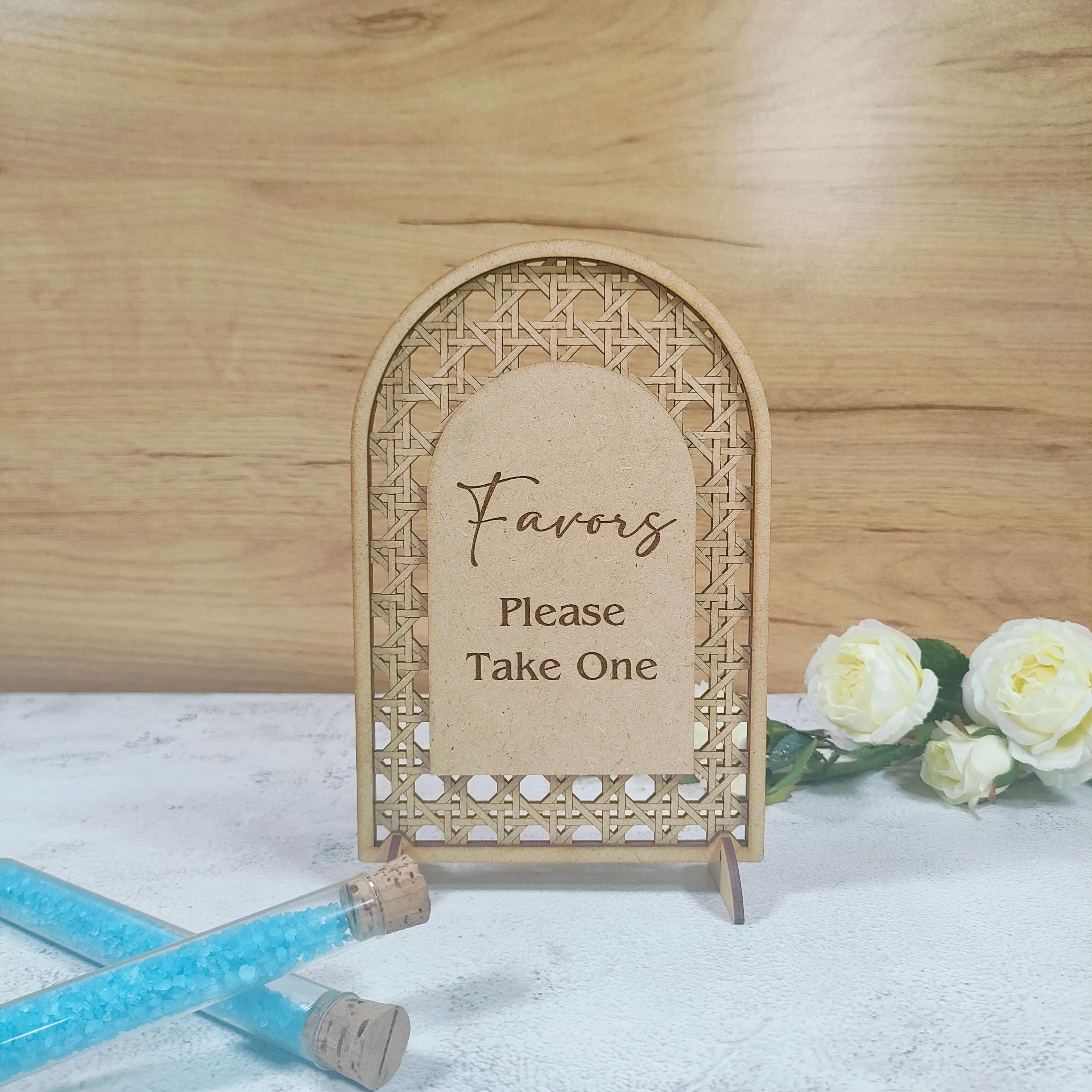 Boho Arch Favors Sign, Rattan Wedding Table Decor, Custom "Please Take One" Sign for Bridal Shower