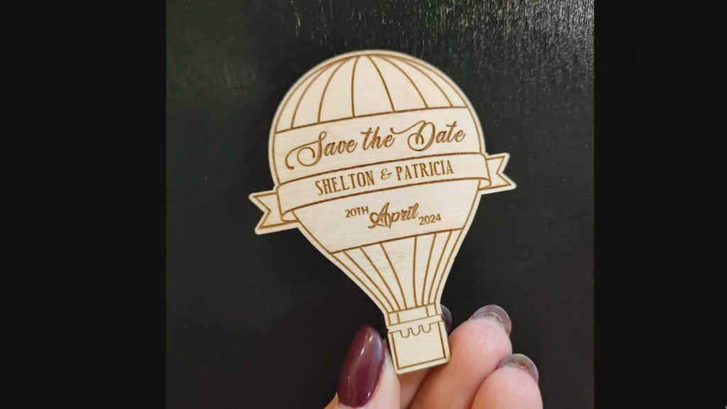 Hot Air Balloon Save the Date Magnet, Wooden Wedding Magnets, Travel Theme Wedding Favors, Personalized Rustic Save the Dates, Adventure
