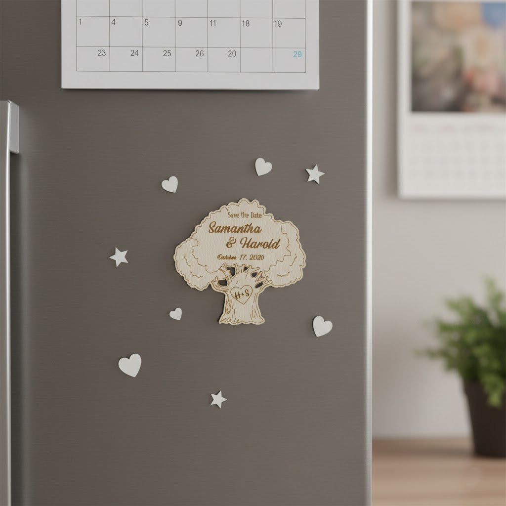 Personalized Oak Tree Wedding Favors — Custom Engraved Wooden Guest Keepsakes